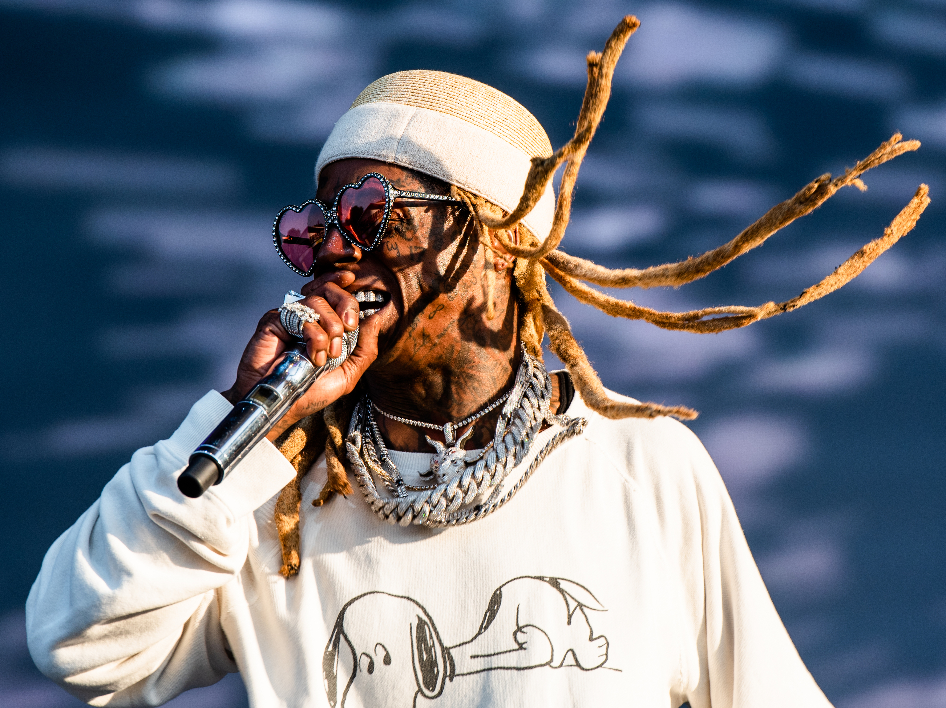 Rapper Lil Wayne performs at Lollapalooza in Grand Park, Chicago, on August 3 2019.