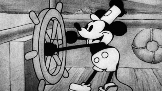 Mickey Mouse in 'Steamboat Willie'.