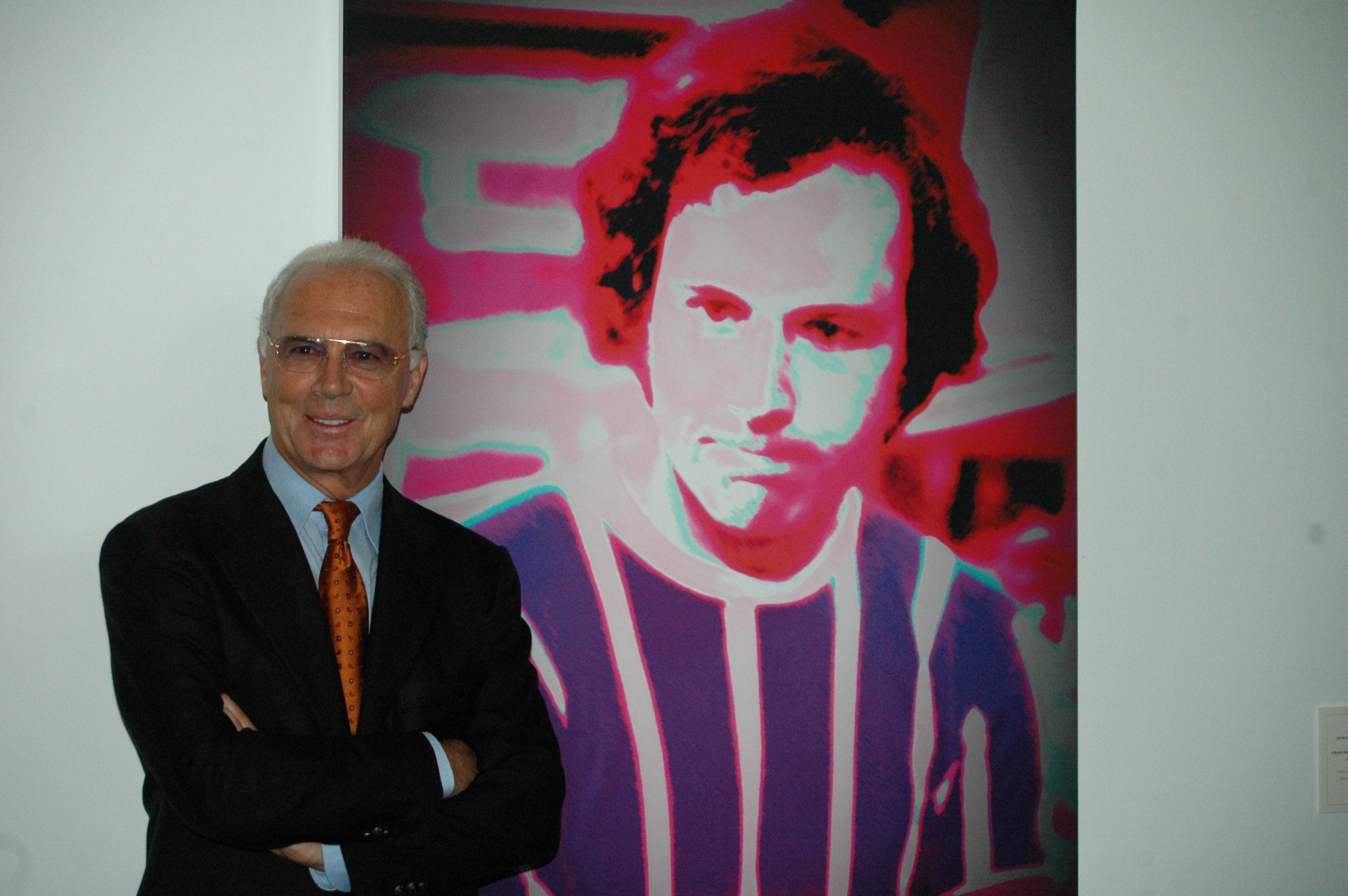 Franz Beckenbauer at the unveiling of a portrait painting of him in Berlin in 2006.