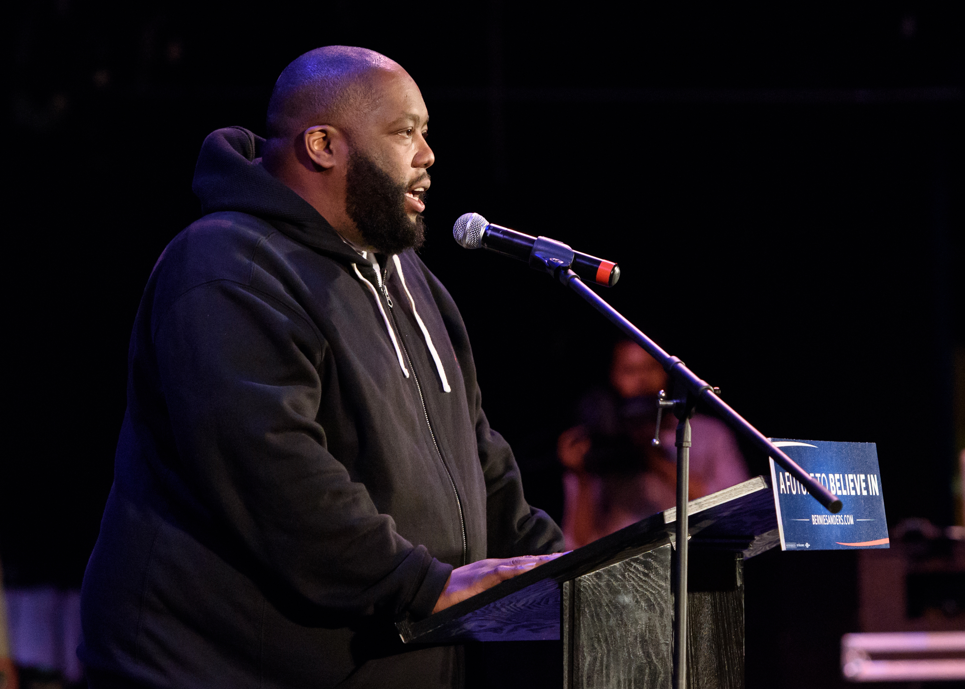 Killer Mike at a Bernie Sanders campaign rally in South Carolina in 2016.