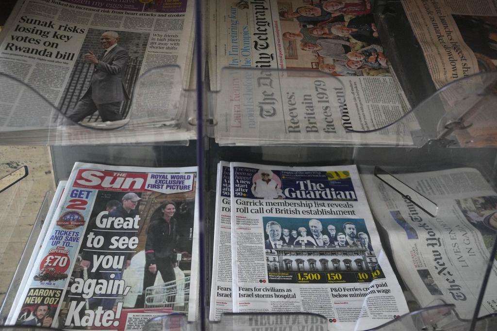 Newspapers on display for sale in London