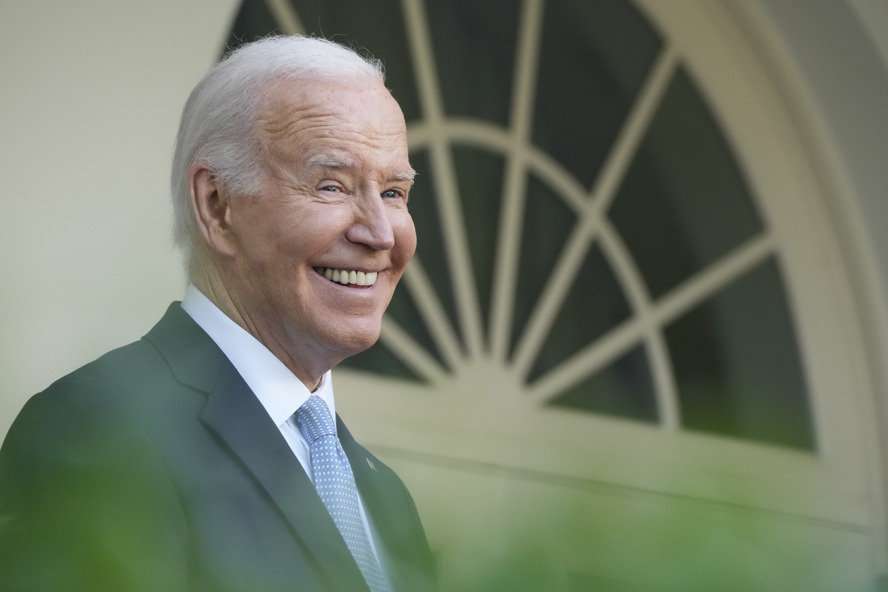 President Joe Biden waits to speak during a Jewish American Heritage Month event.