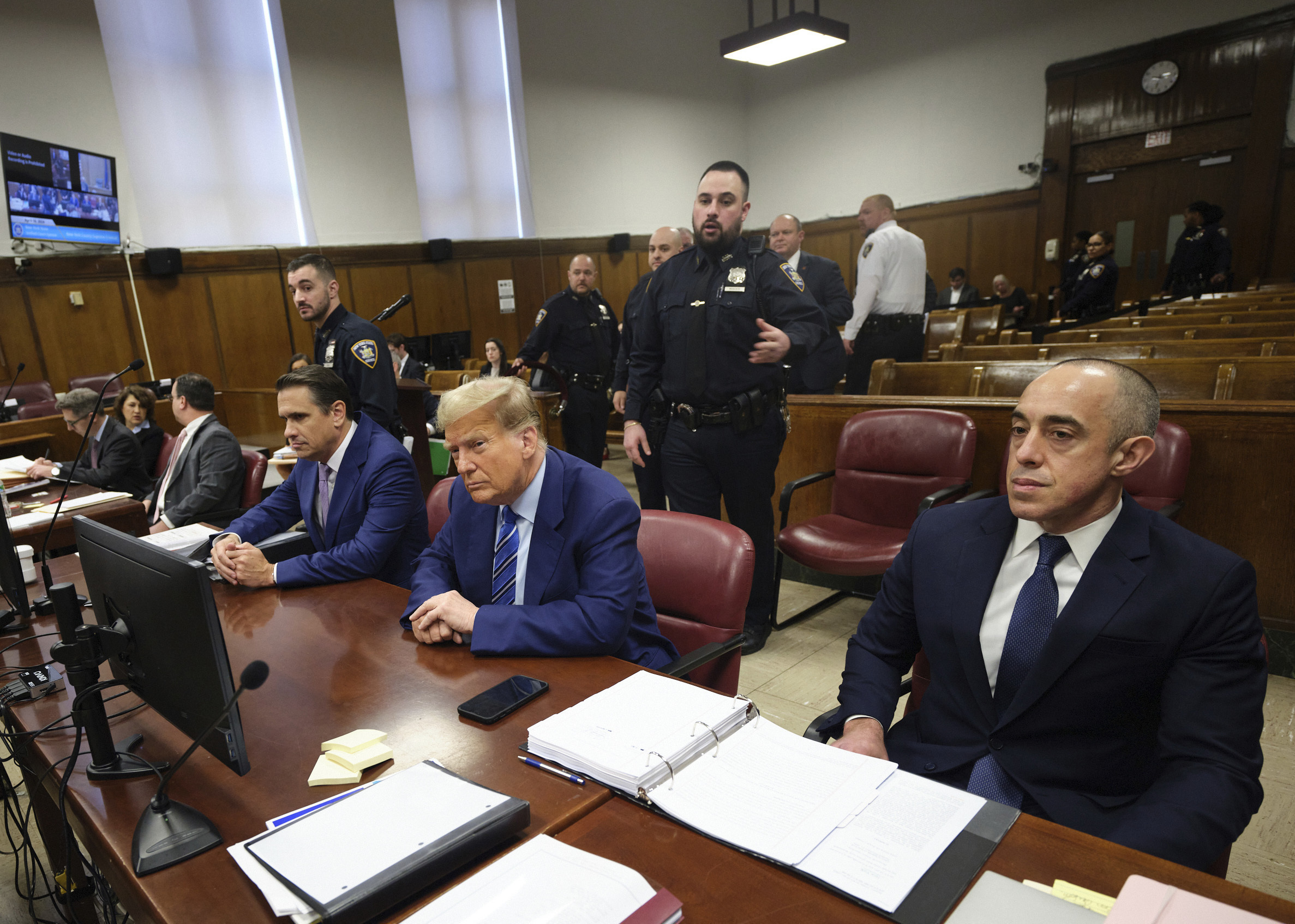 Former President Donald Trump appears at Manhattan criminal court.