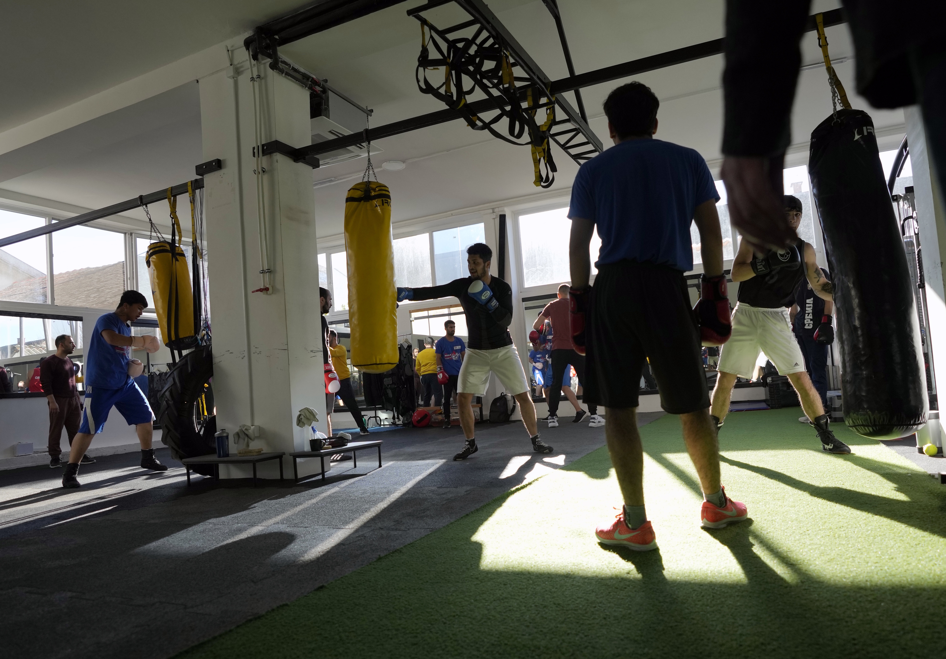 Boxing training session.