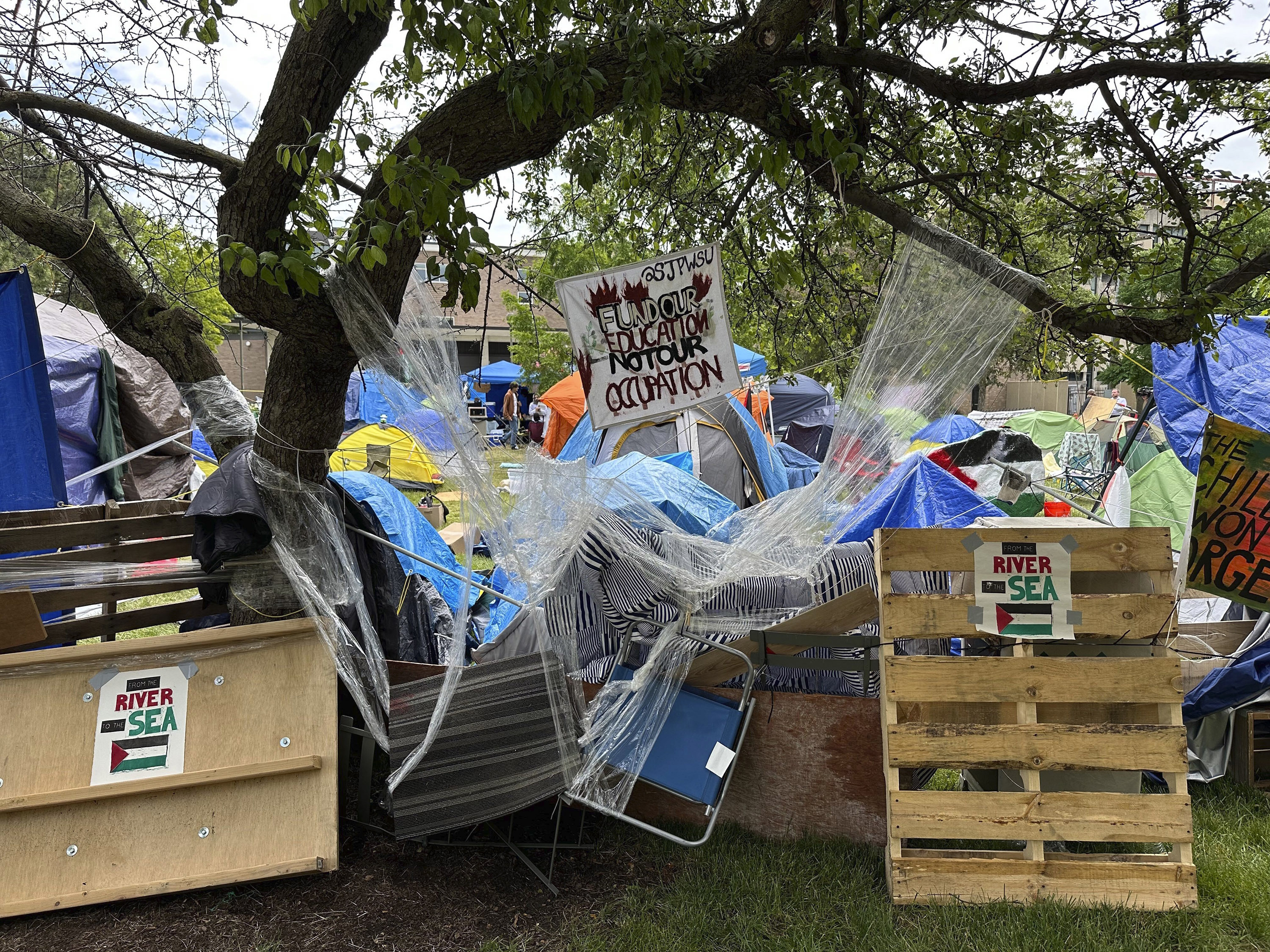 Dismantled camp at Wayne State University.