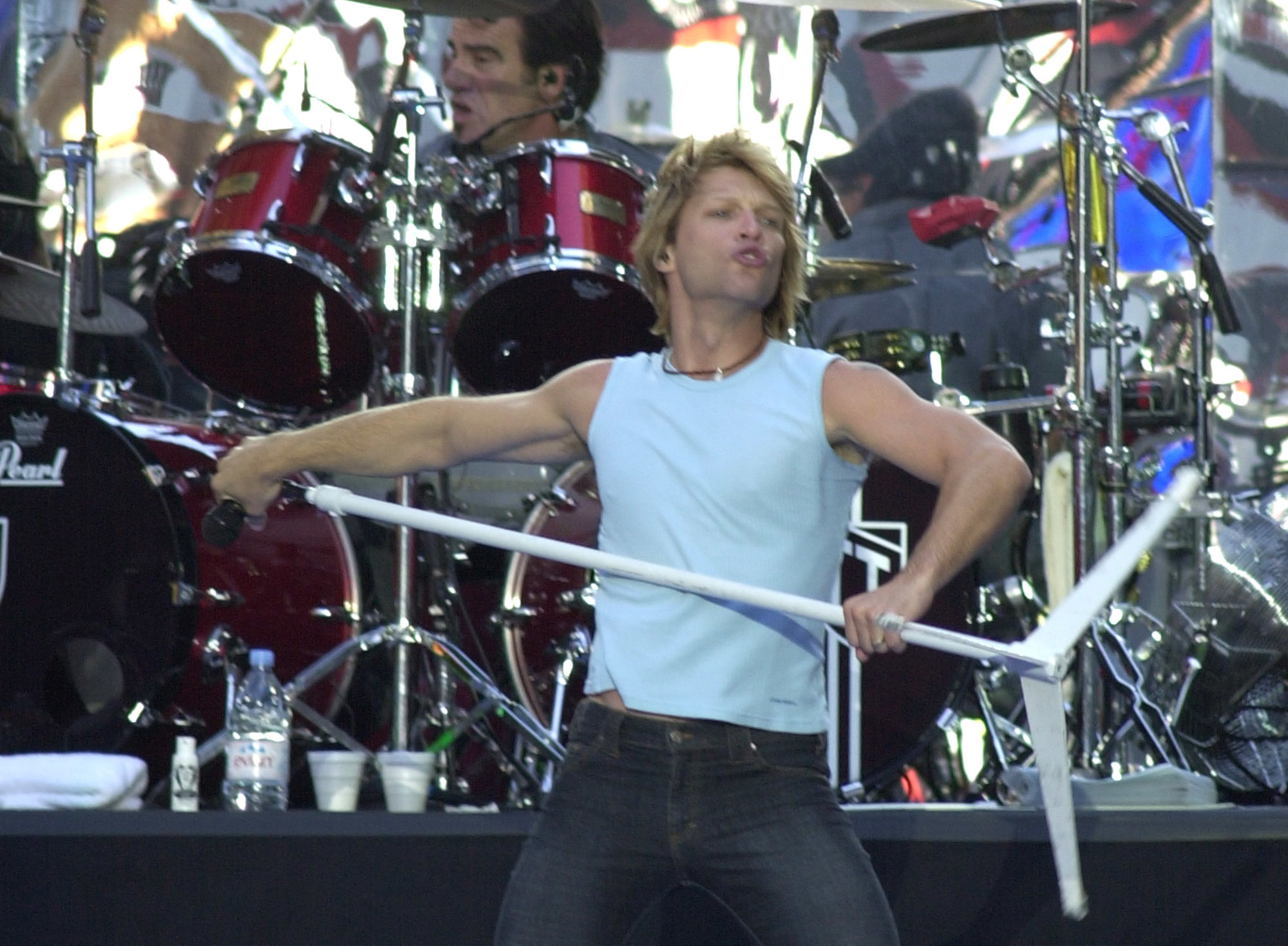 Bon Jovi during a concert in 2002.