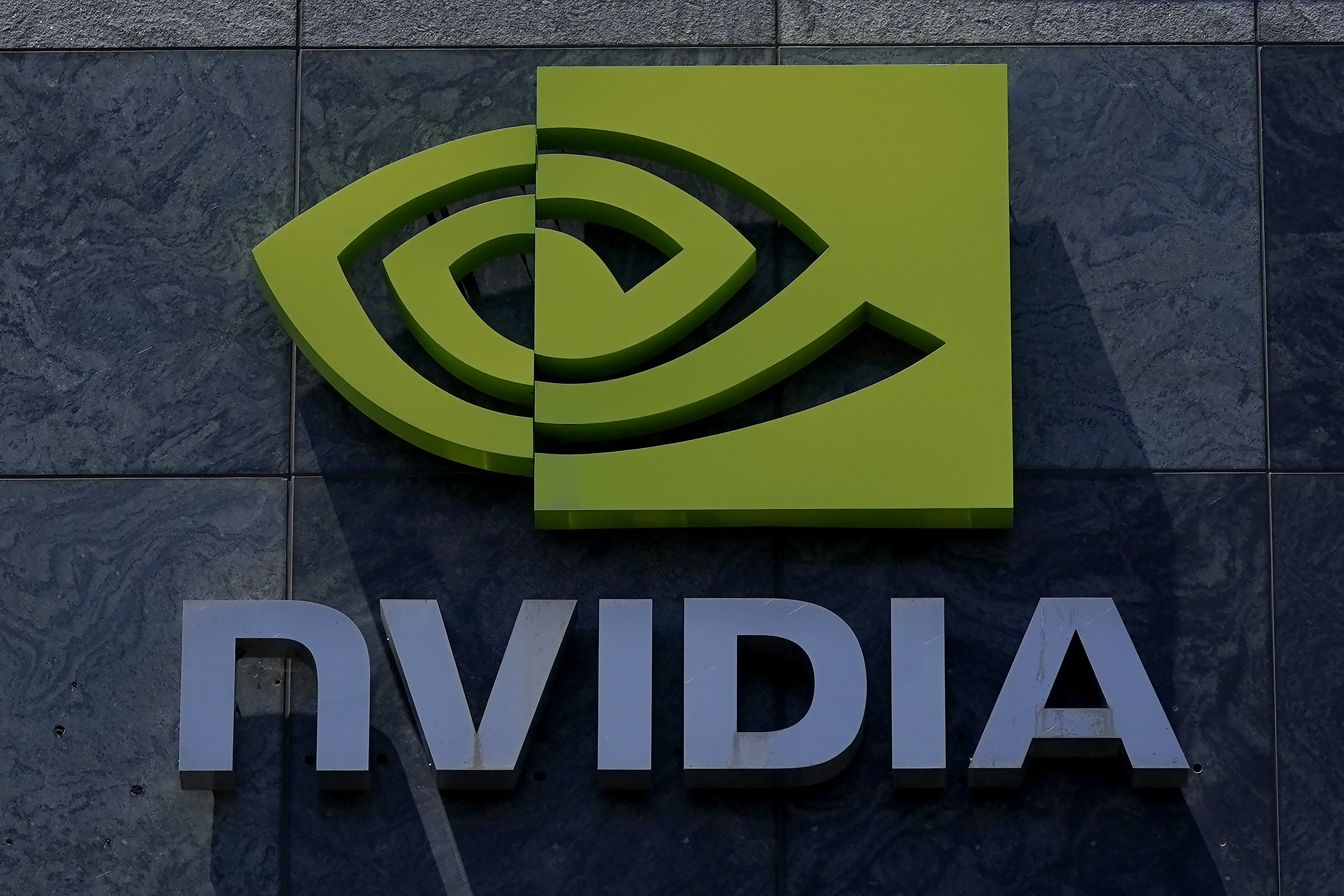 A sign on the Nvidia office building is shown in Santa Clara.
