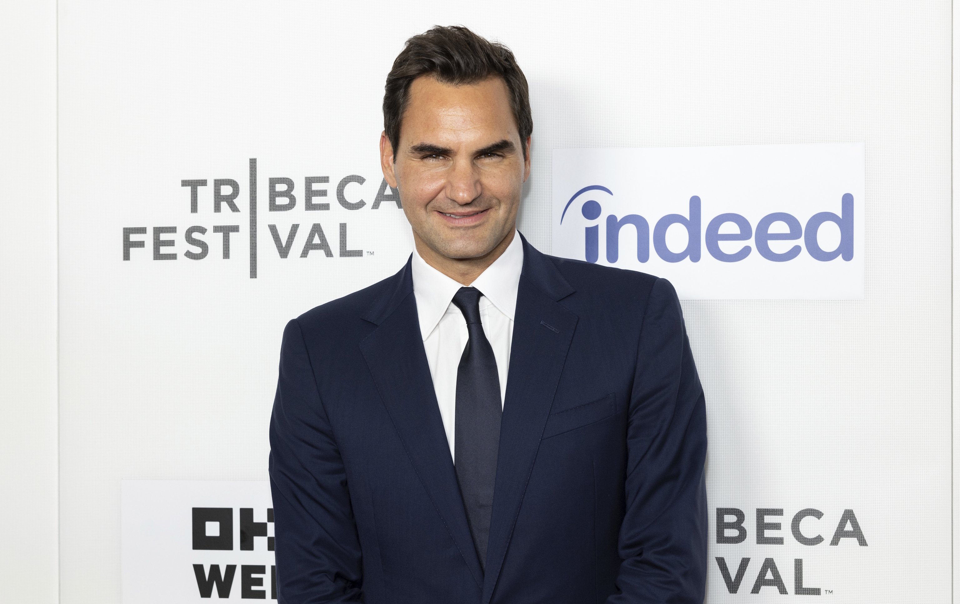 Federer attends the "Federer: Twelve Final Days" premiere.