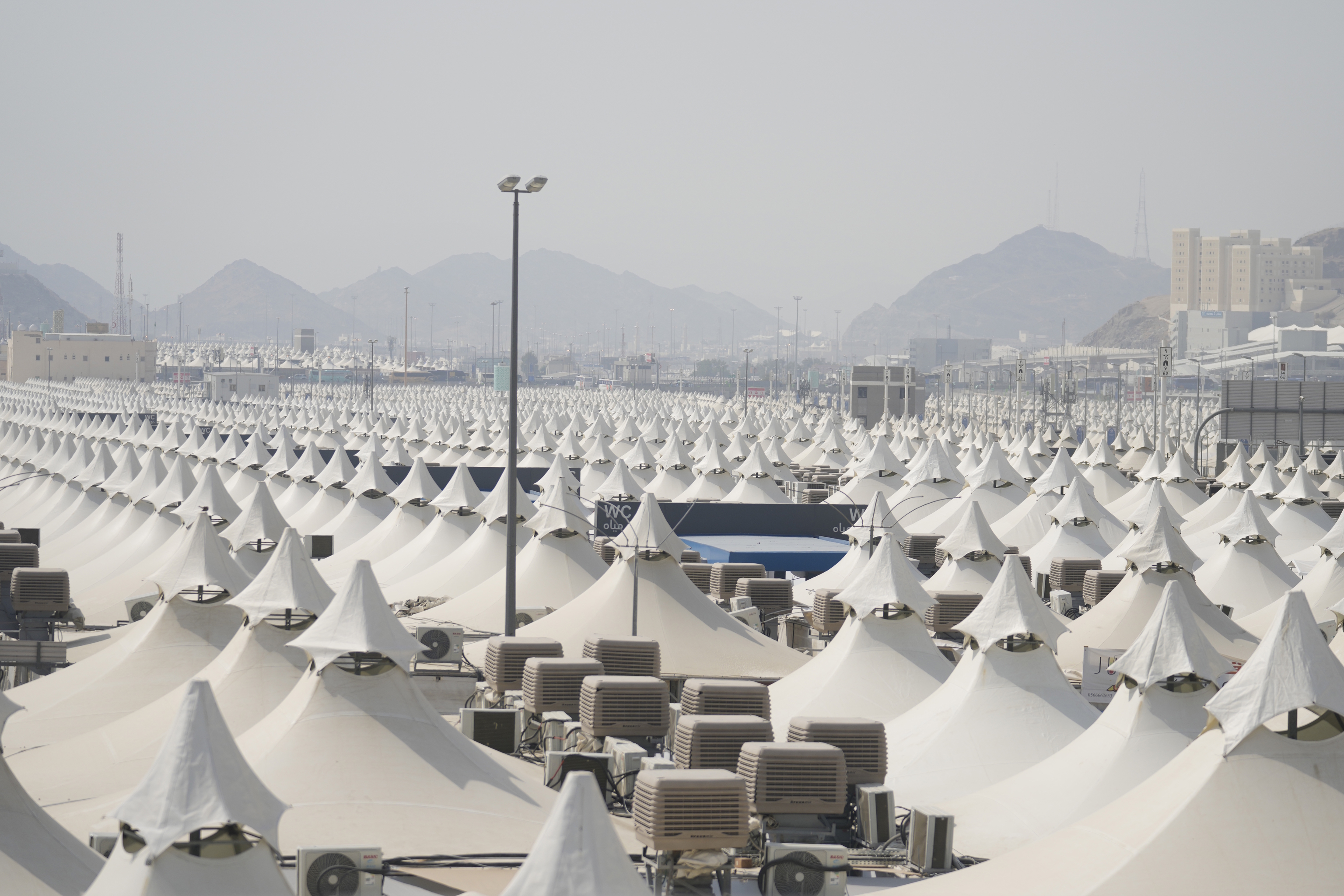 Tents for Muslim pilgrims fill the Mina tent camp.