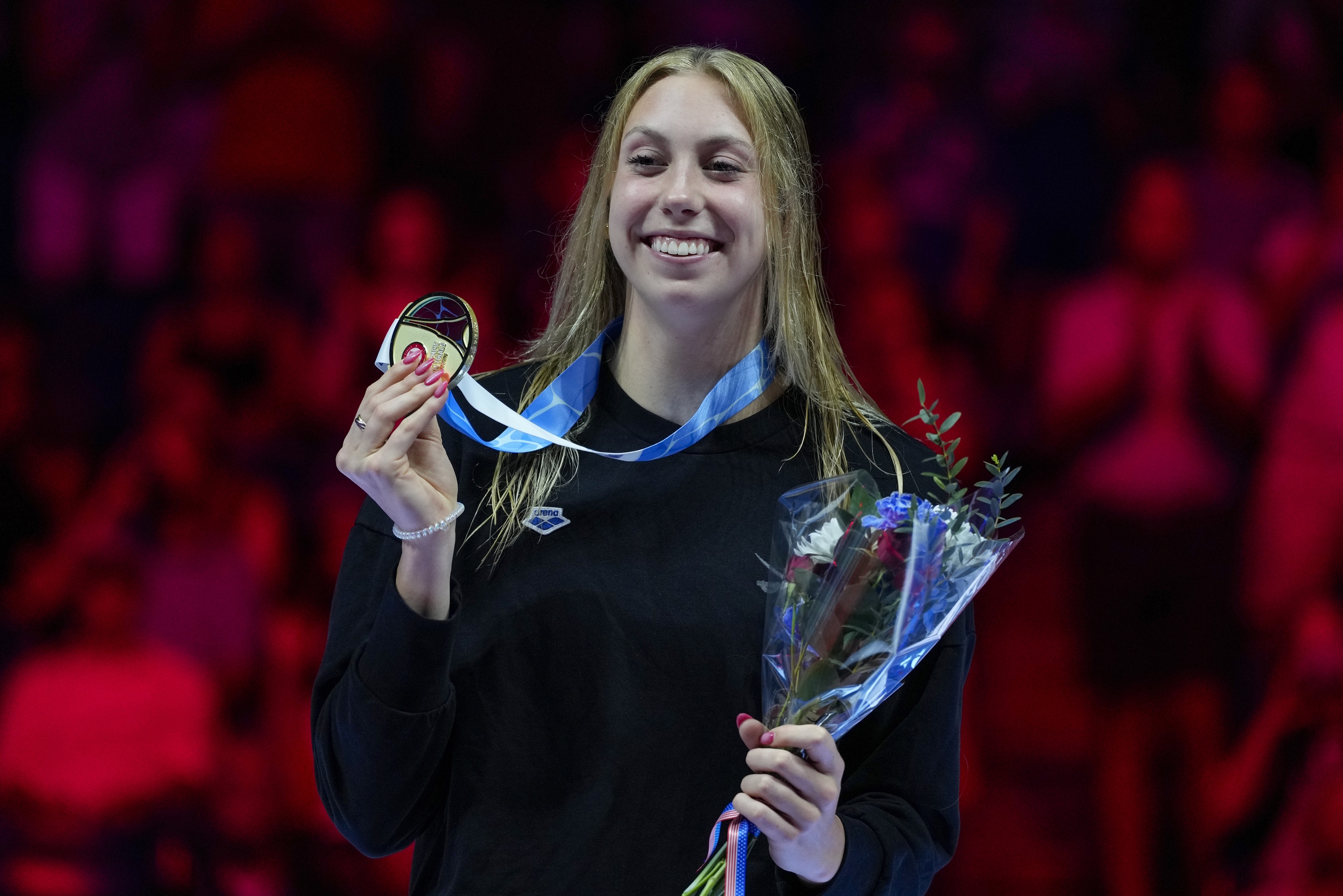 Gretchen Walsh, after winning the Women's 100 butterfly.