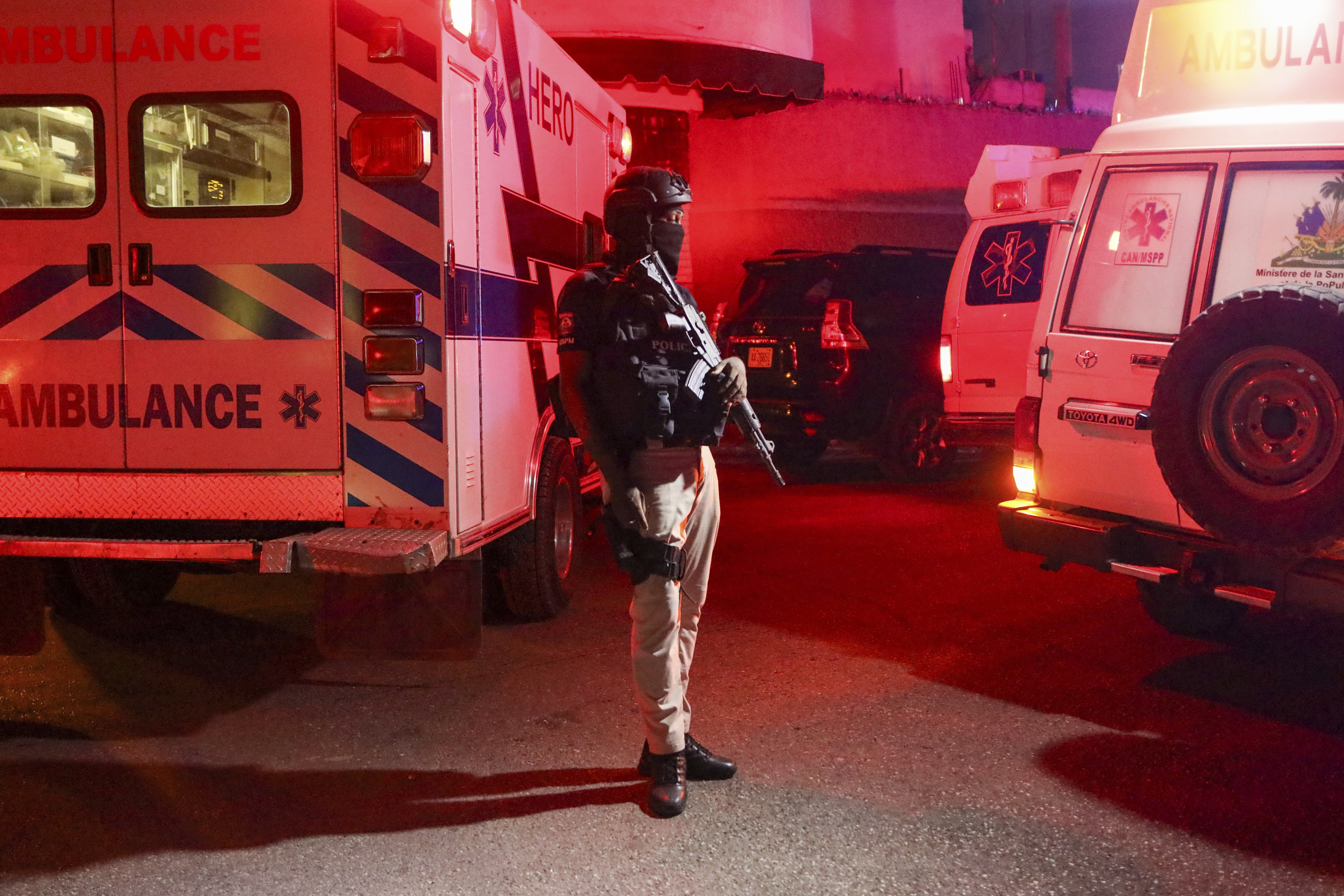 Police guard outside the hospital where Haiti's newly selected prime minister, Garry Conille was hospitalized.