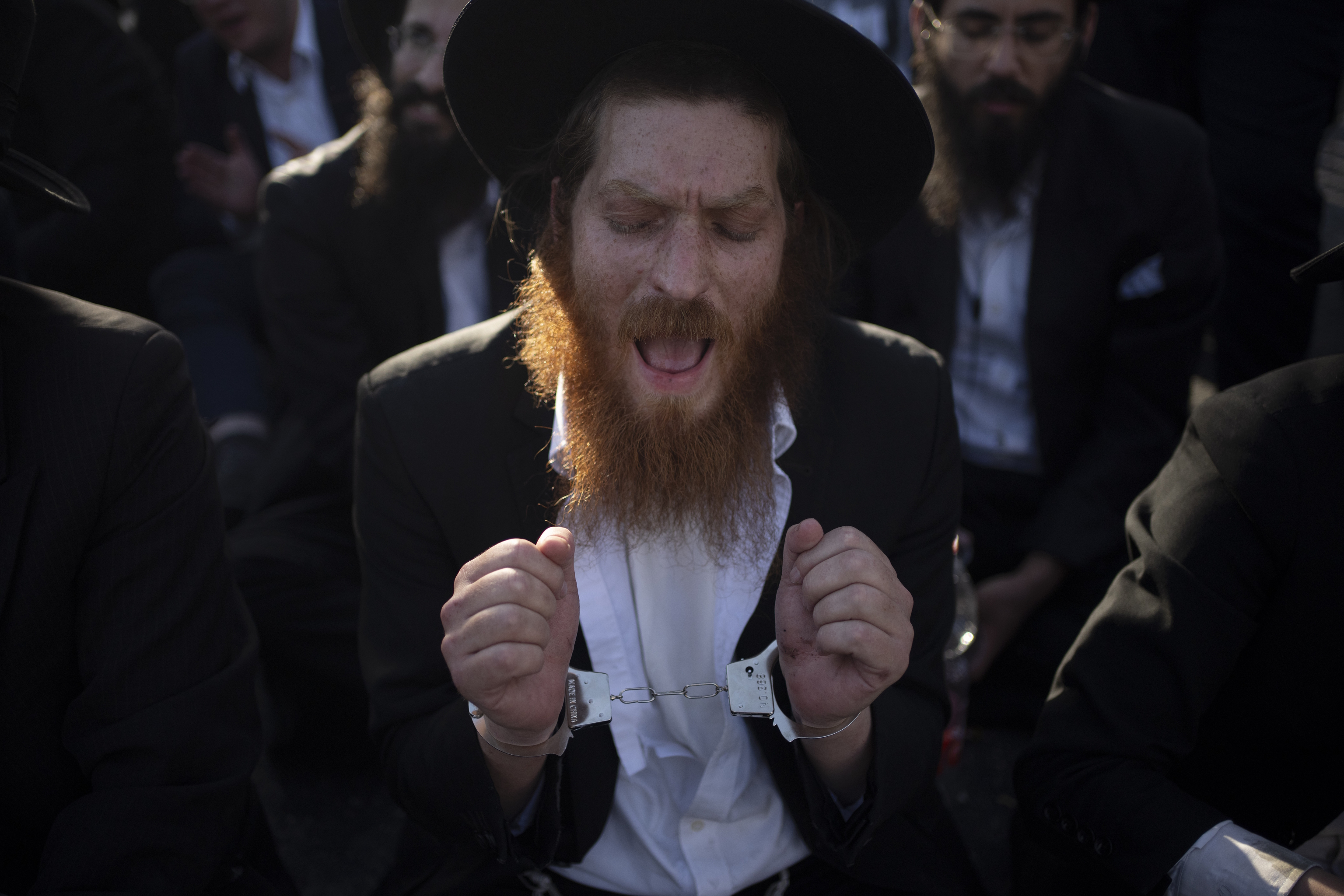 Ultra-Orthodox Jewish man during a protest in Jerusalem.