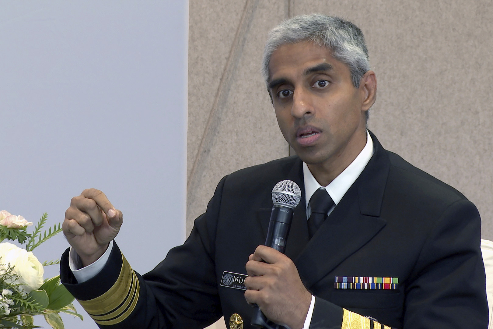 Surgeon General Vivek Murthy speaks during an Archewell Foundation panel discussion.