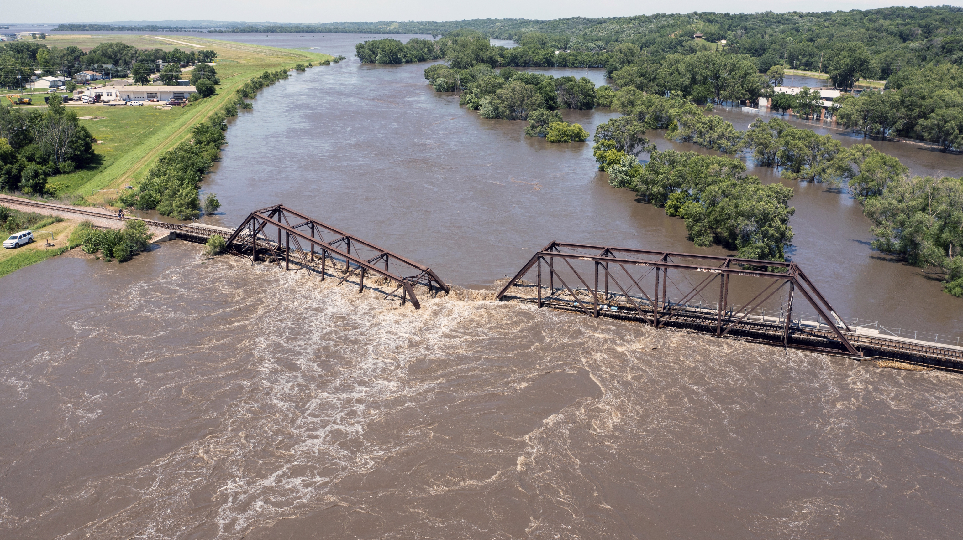 Floodwaters over the Big Sioux River.