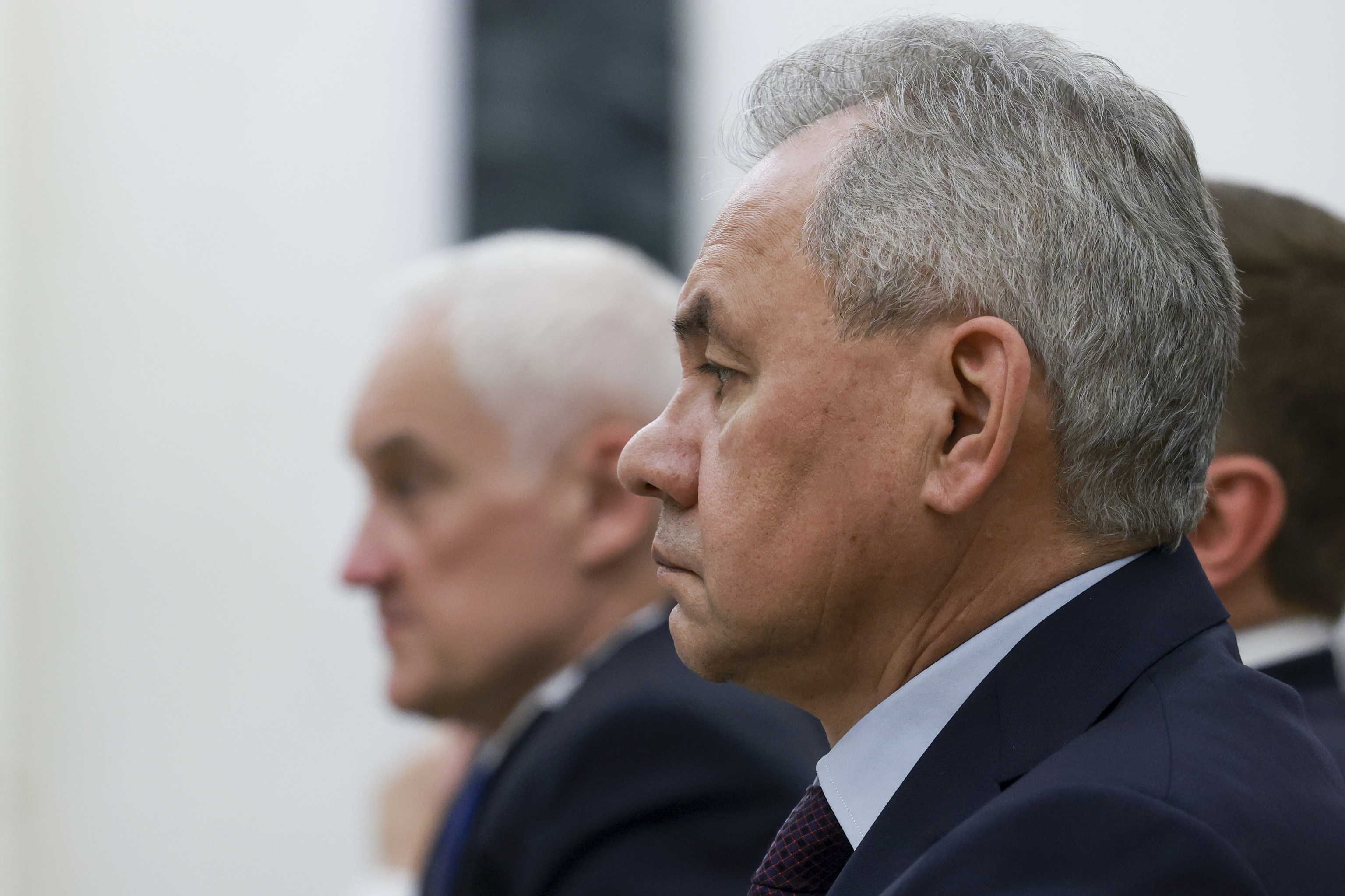 Russian Security Council Secretary Sergei Shoigu, right, and Defense Minister Andrei Belousov