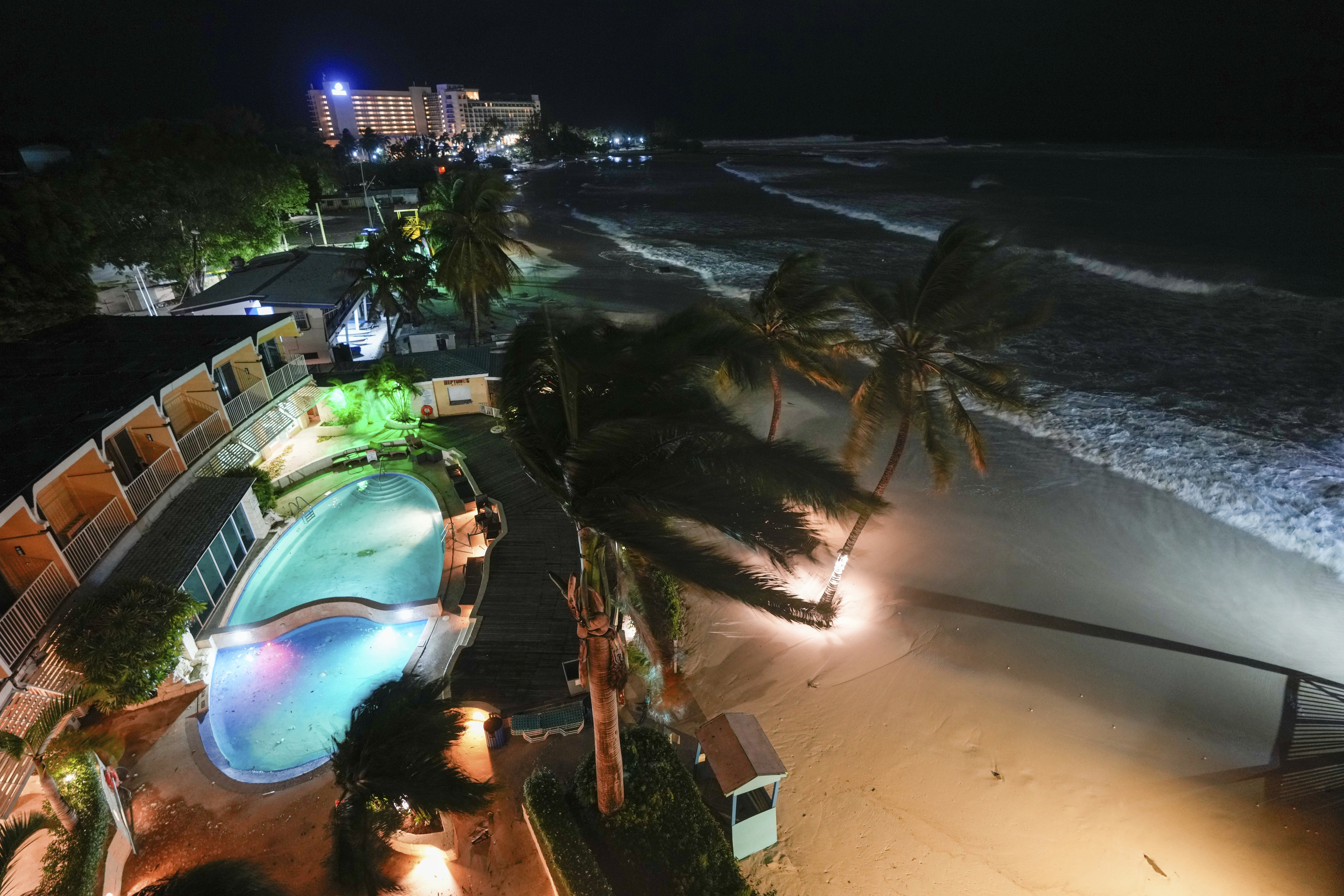 Hurricane Beryl's winds batter Bridgetown, Barbados.