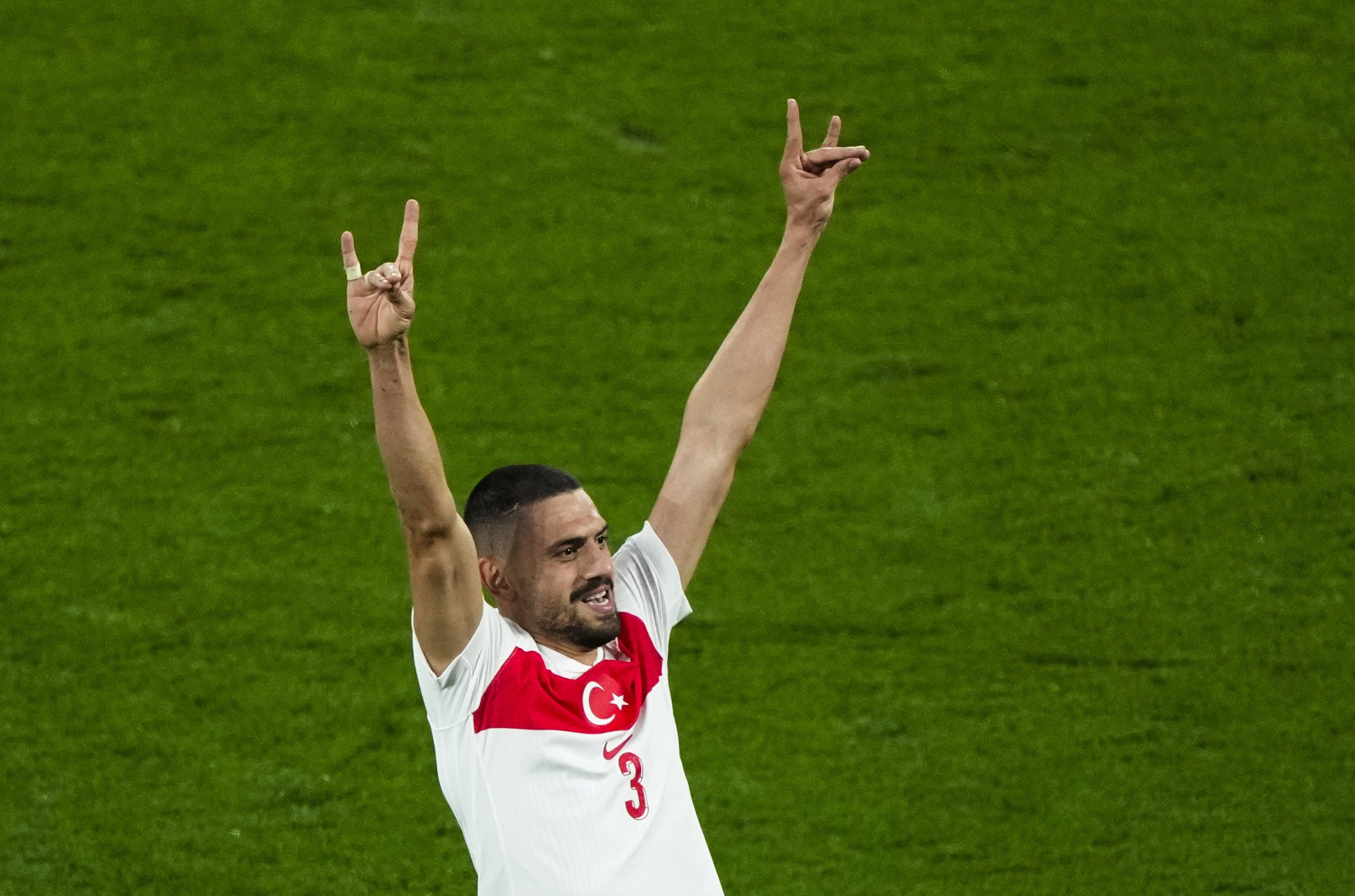 Turkey's Merih Demiral celebrates after scoring his side second goal.