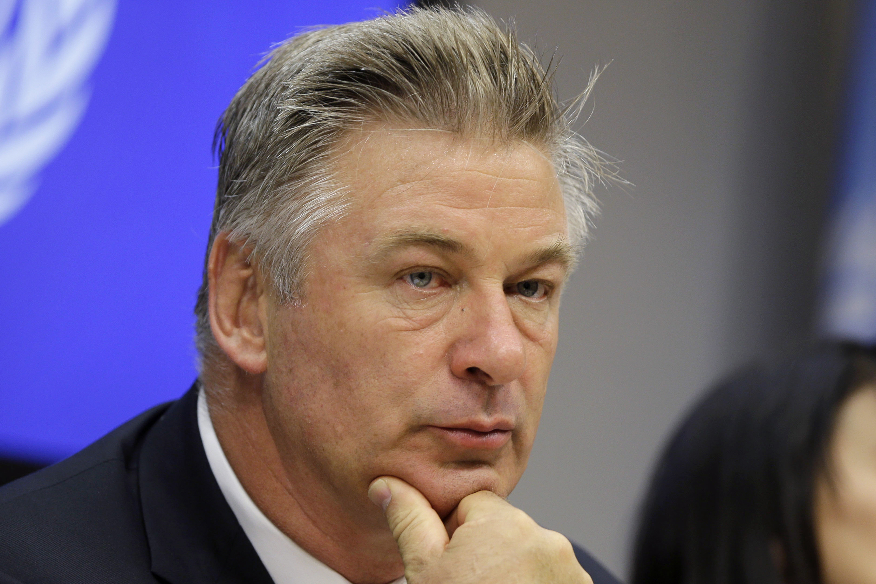 Actor Alec Baldwin attends a news conference at United Nations headquarters