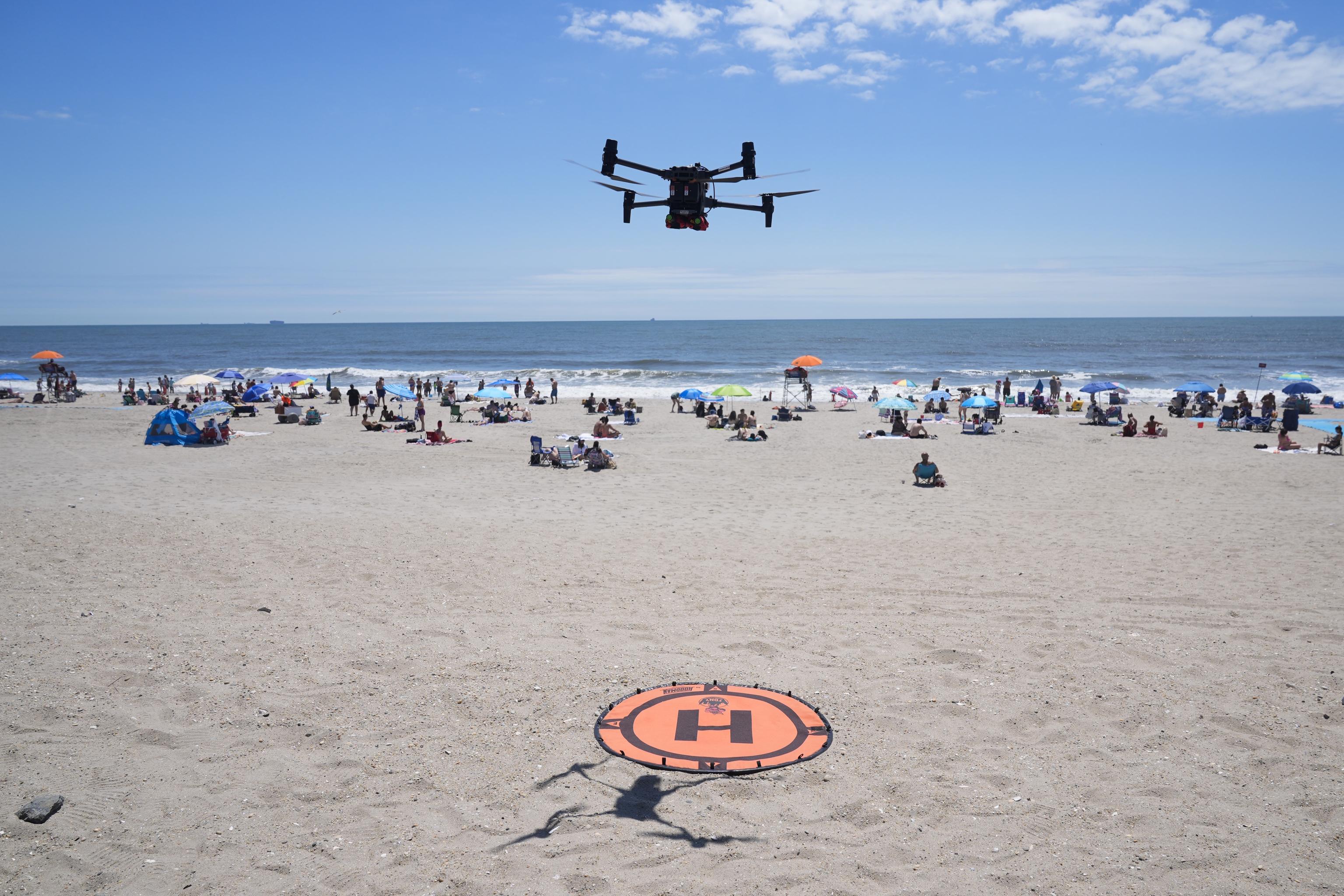 A fleet of drones patrolling New York City's beaches.