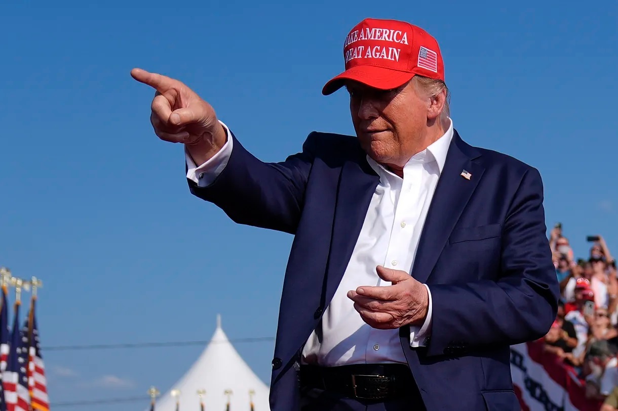 Trump, before the shots, at the rally where he was attacked.