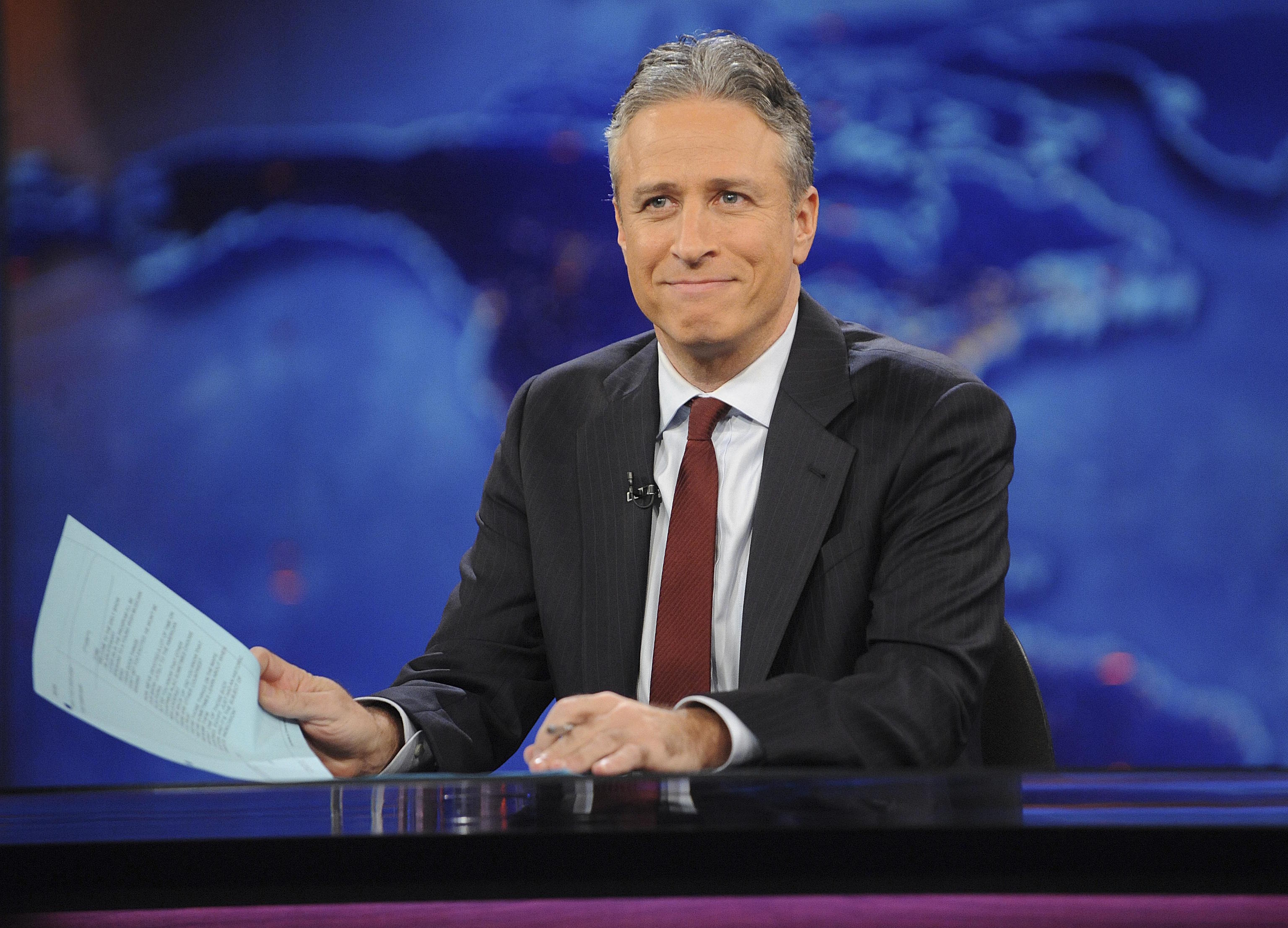 Jon Stewart during a taping of "The Daily Show".