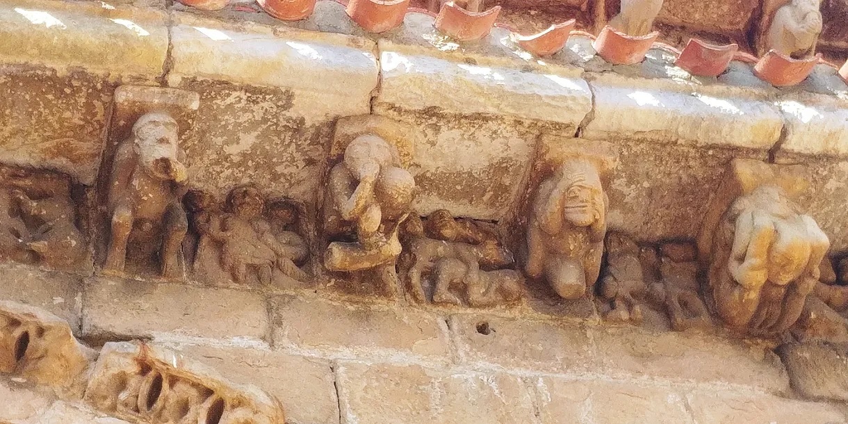 Corbels with sexual motifs in the collegiate church of San Pedro de Cervatos.