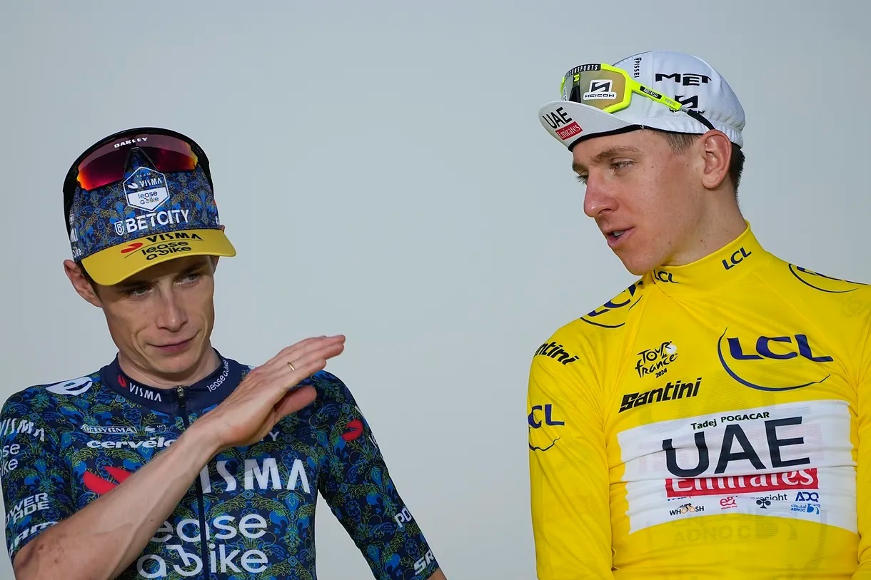 Vingegaard and Pogacar, on the podium in Nice.