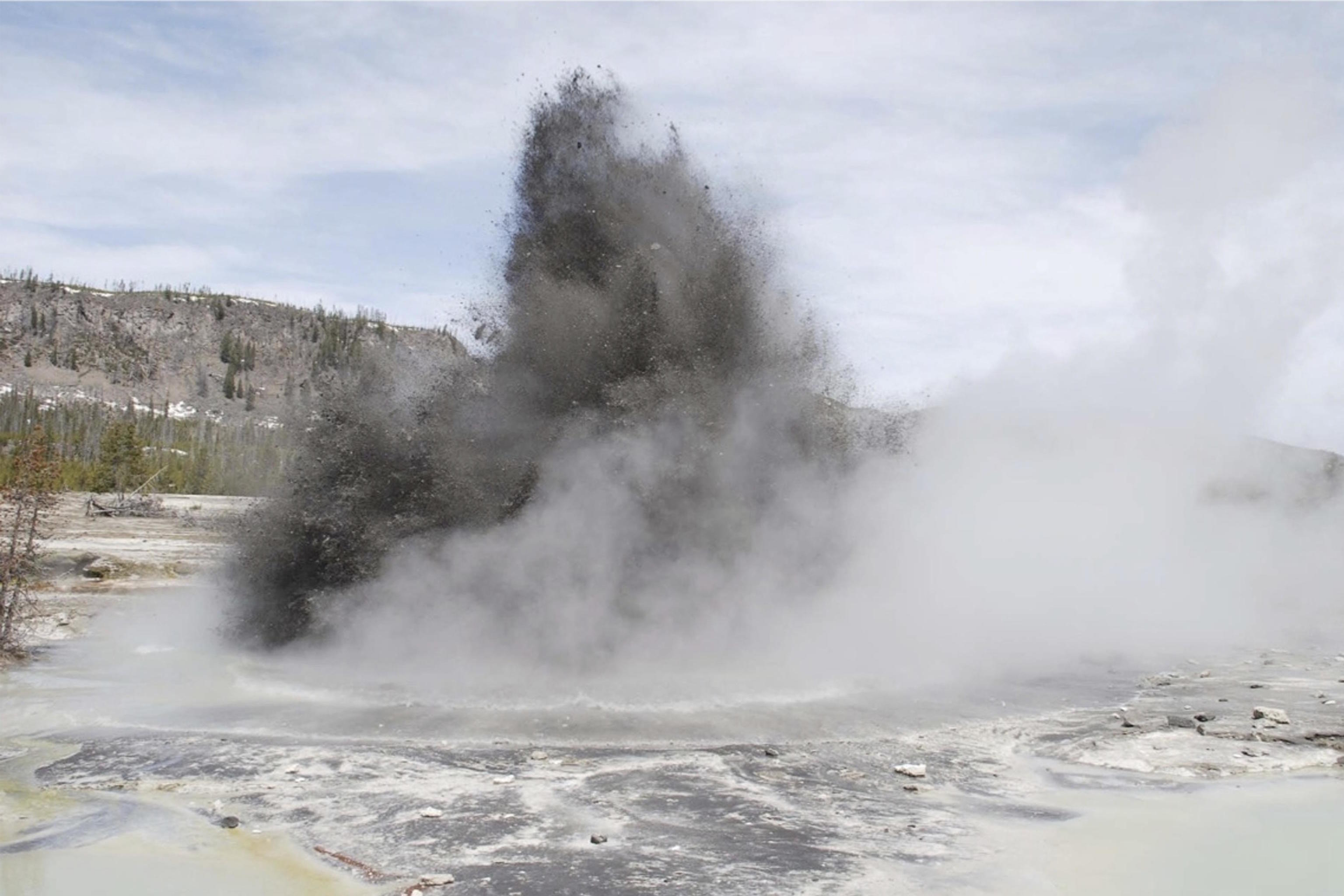 Hydrothermal explosion in Yellowstone in 2009.