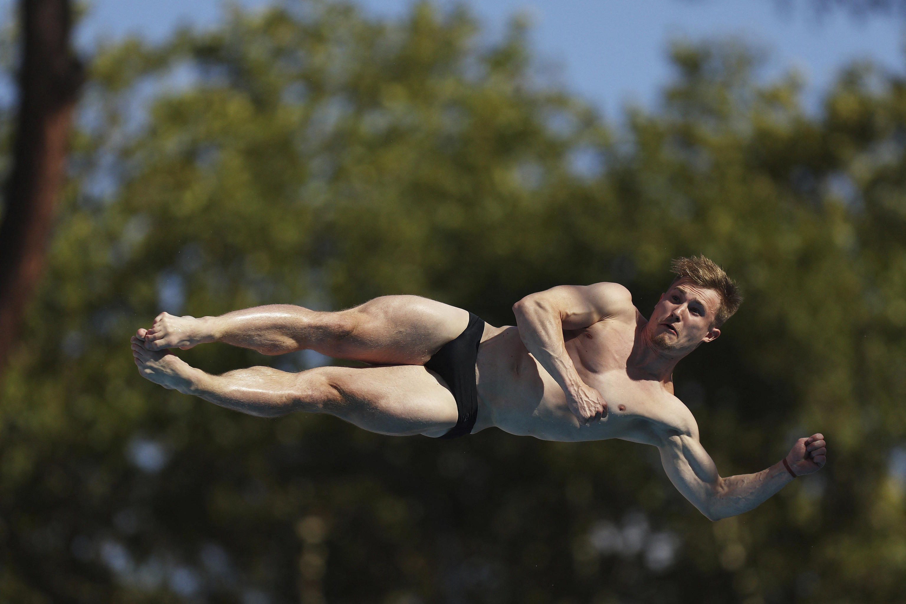 Laugher in action during the 3m Springboard Final.