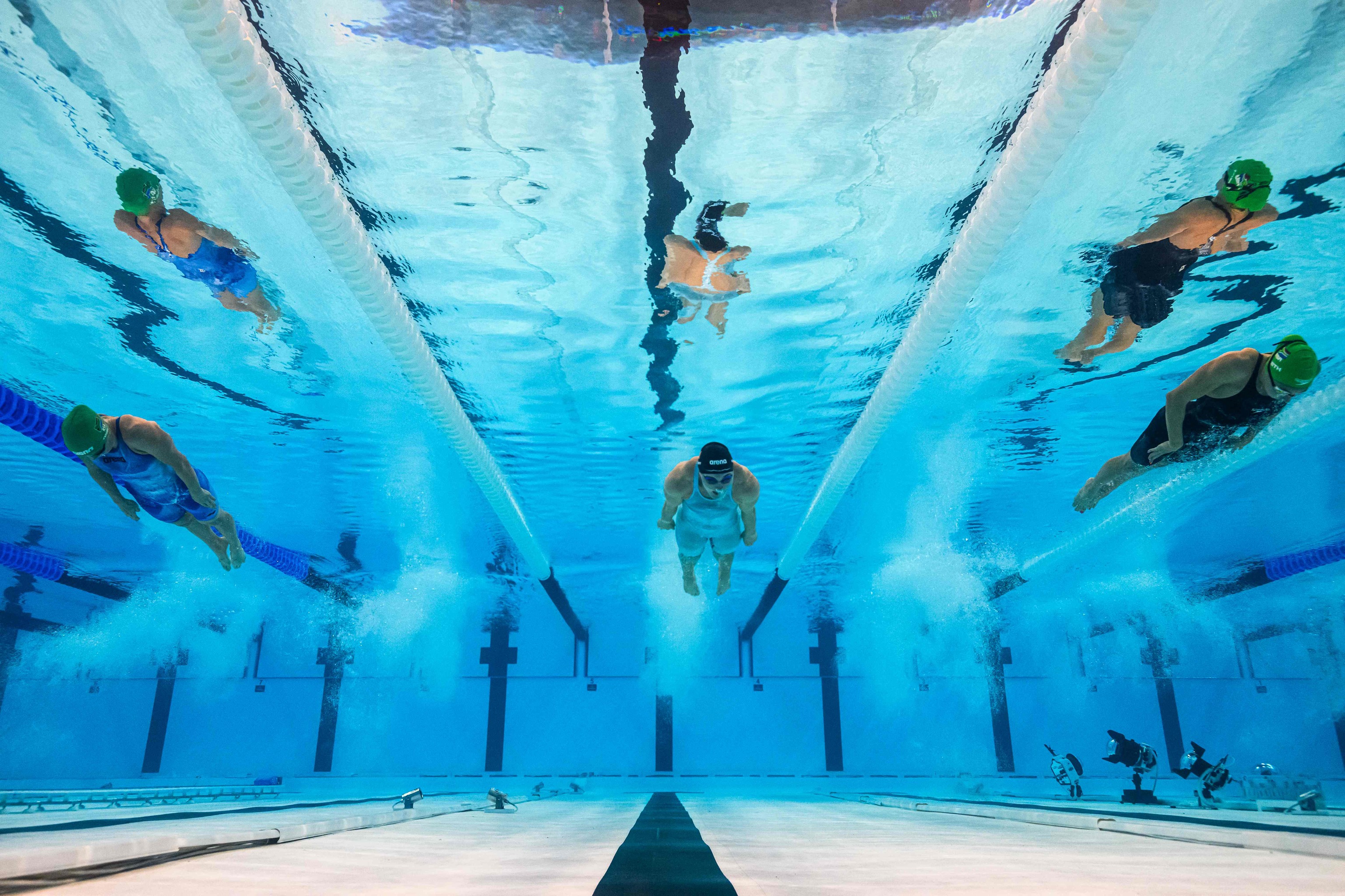 An underwater view during the Paris 2024 Olympic Games.