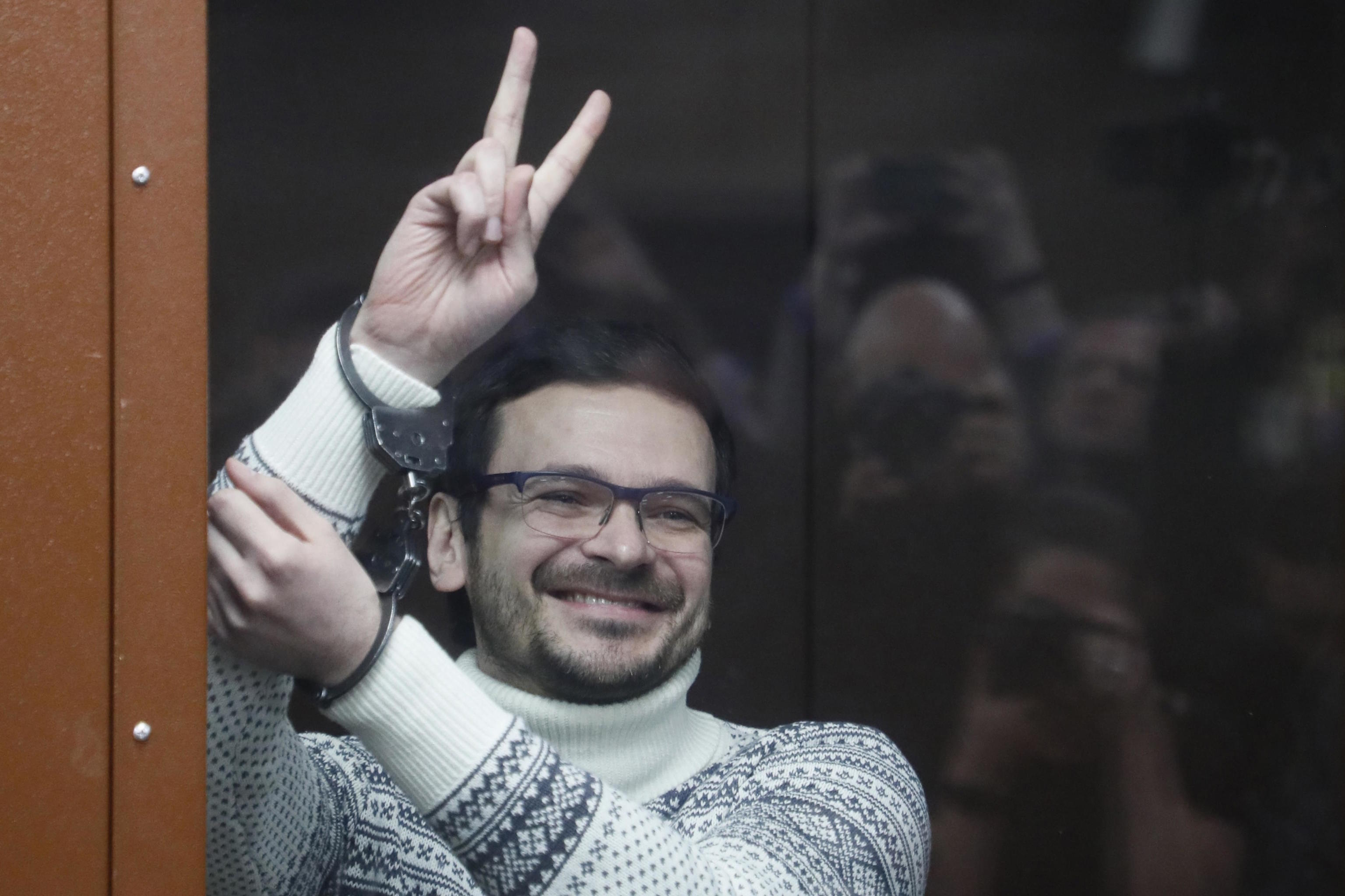 Opposition activist Ilya Yashin during his trial.