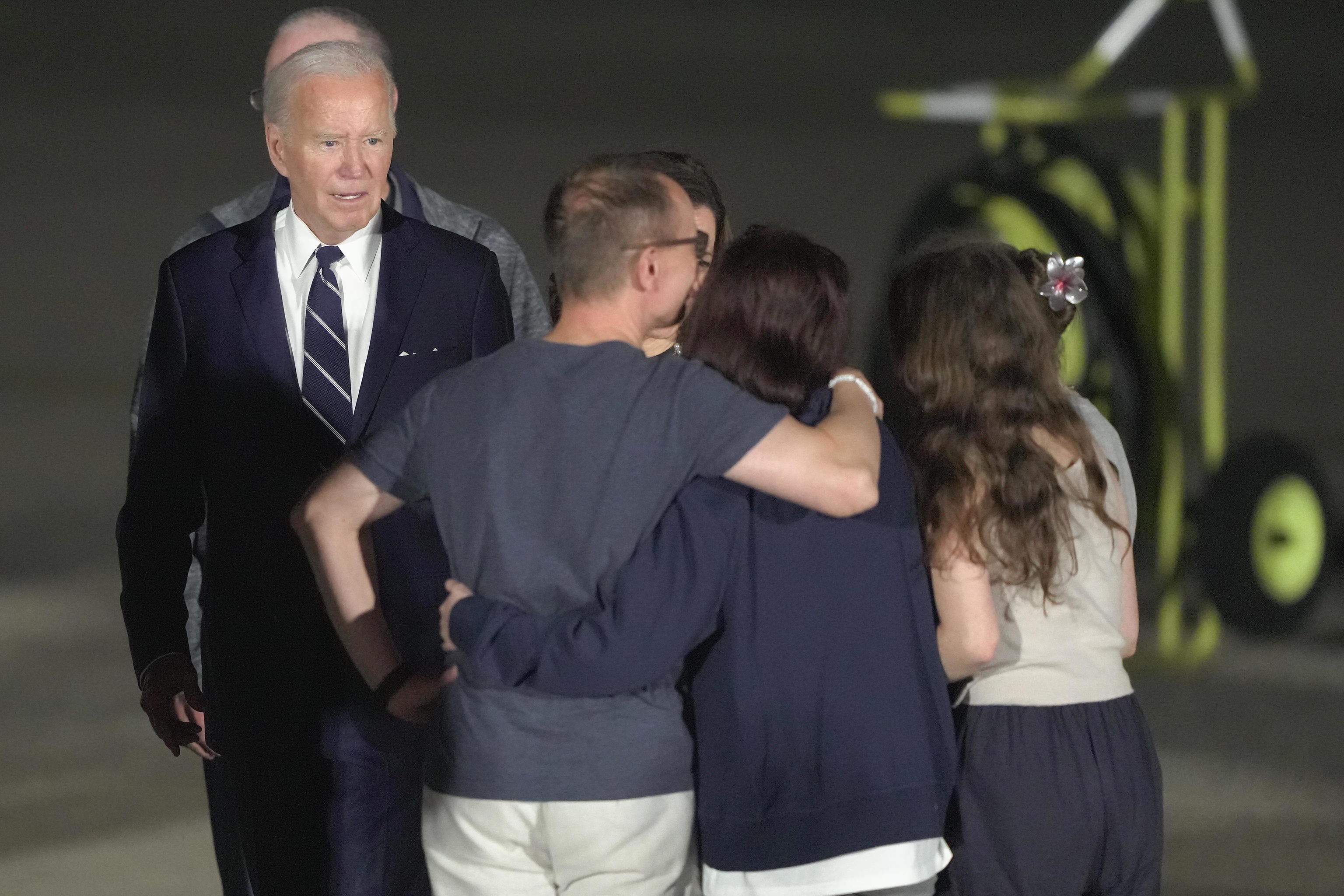 Biden after greeting reporters at Andrews Air Force Base.