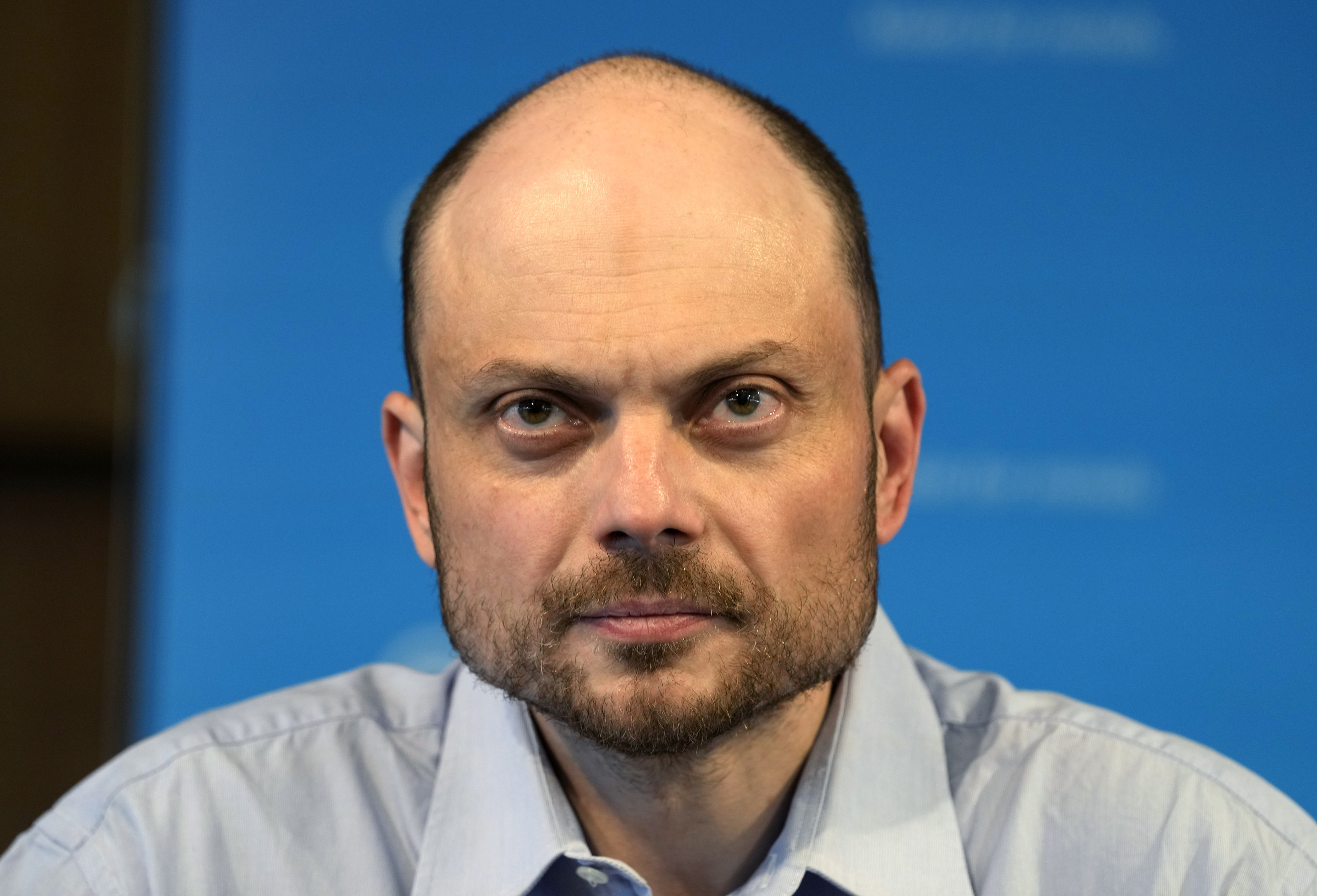 Freed Russian prisoner Vladimir Kara-Murza, speaks during a press conference.