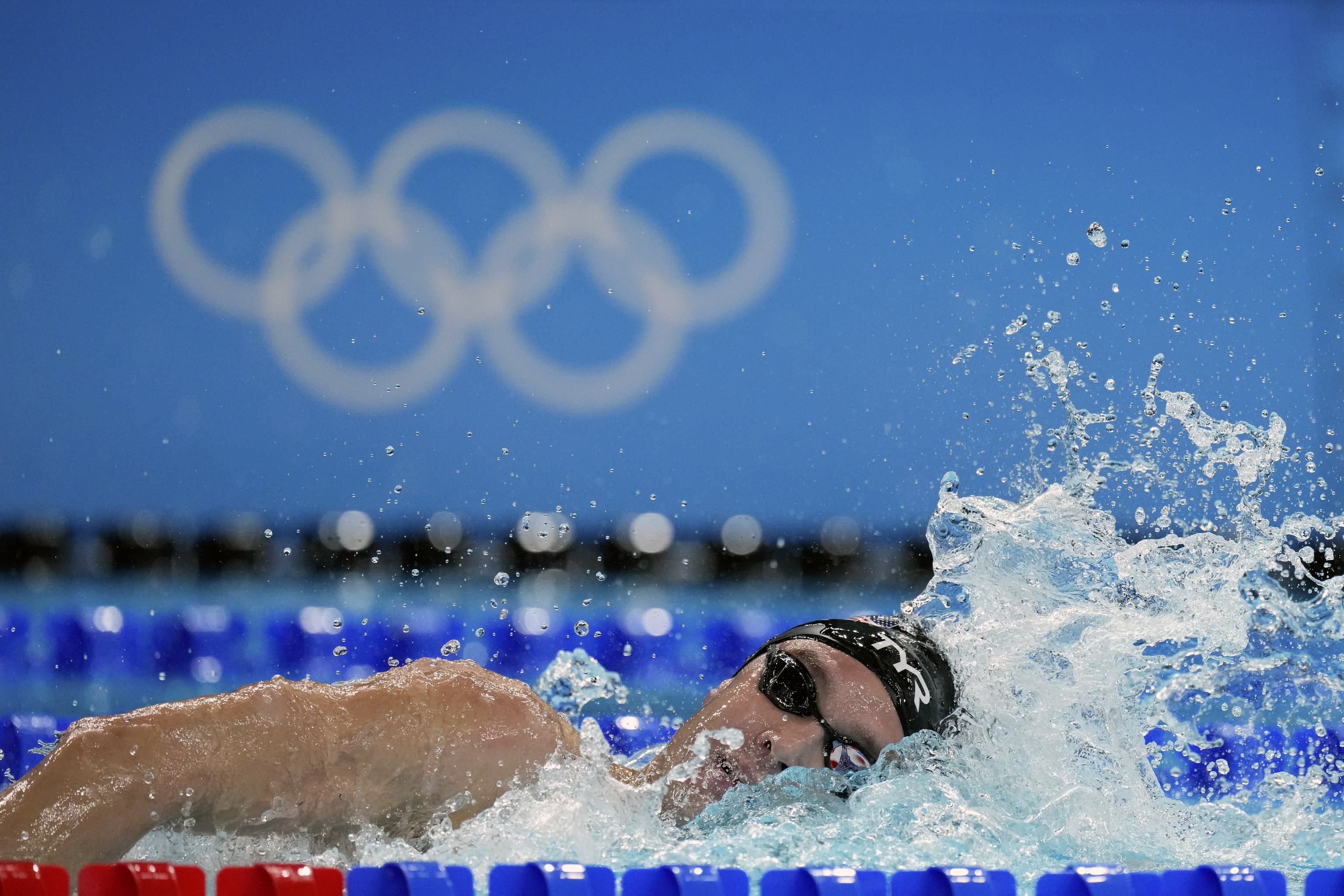 United States' Bobby Finke competes in the men's 1500-meter freestyle final at the Summer Olympics