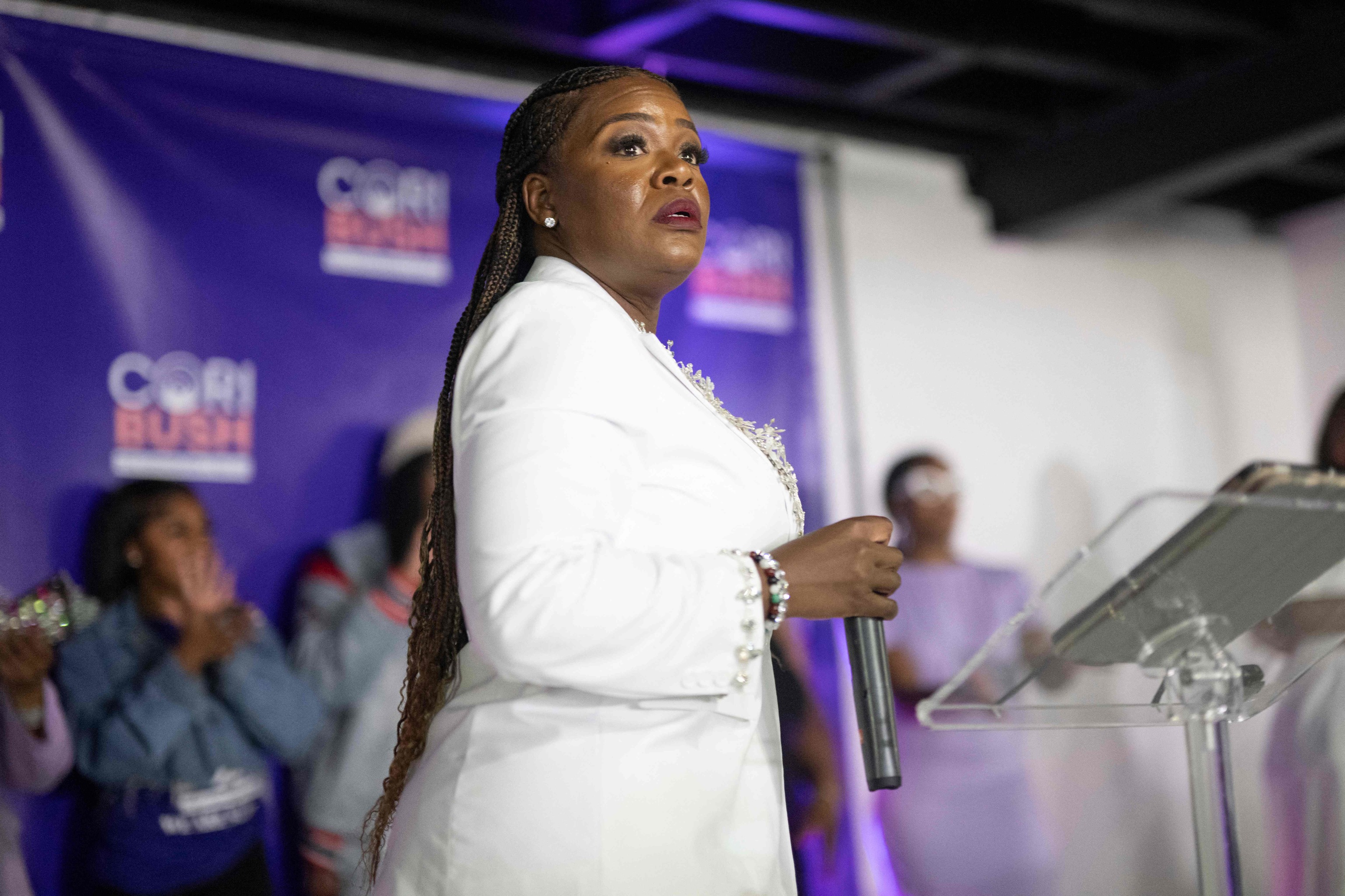 U.S. Rep. Cori Bush (D-MO) delivers her concession speech.