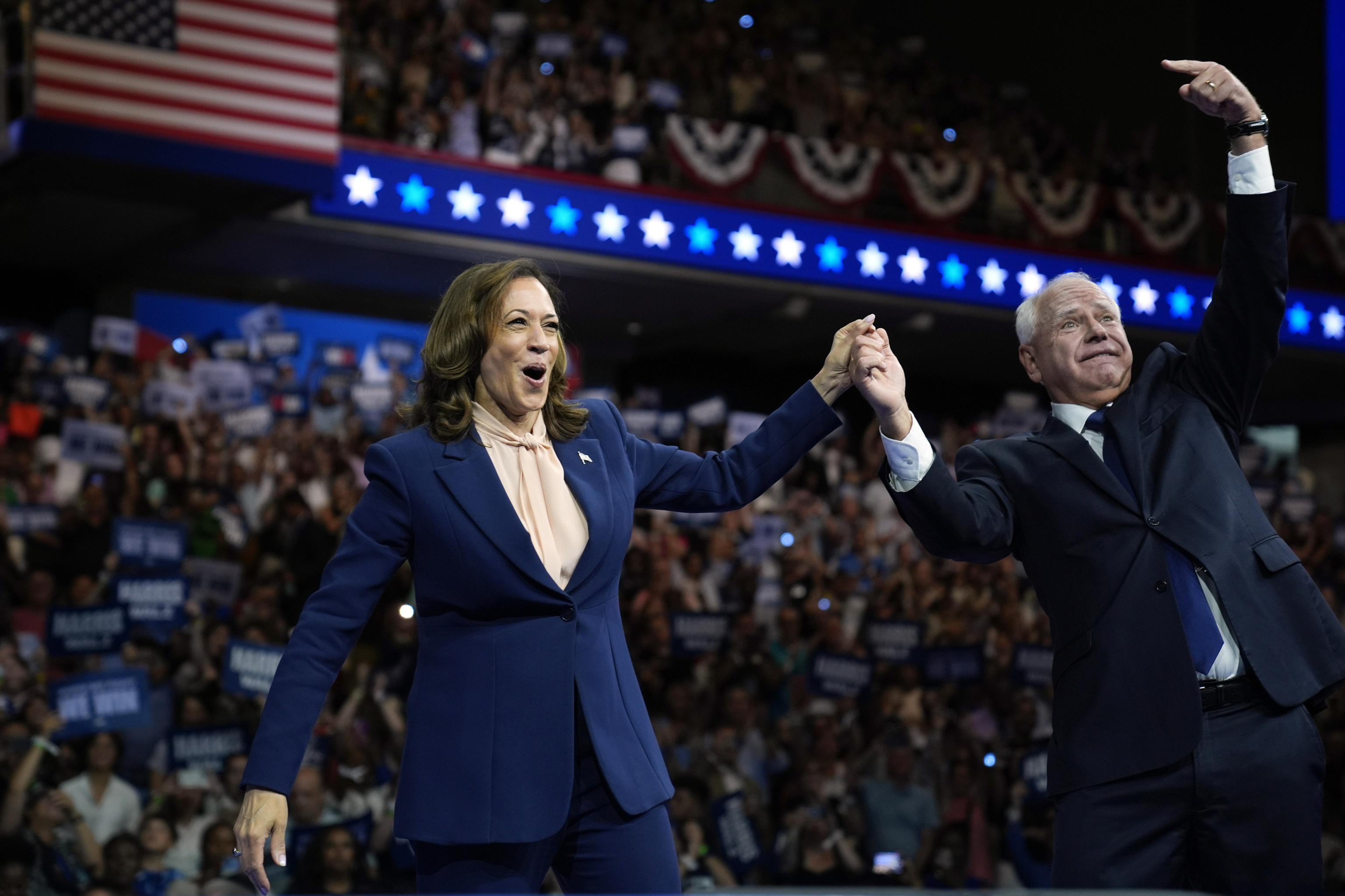 Democratic presidential nominee Vice President Kamala Harris and her running mate Minnesota Gov. Tim Walz.