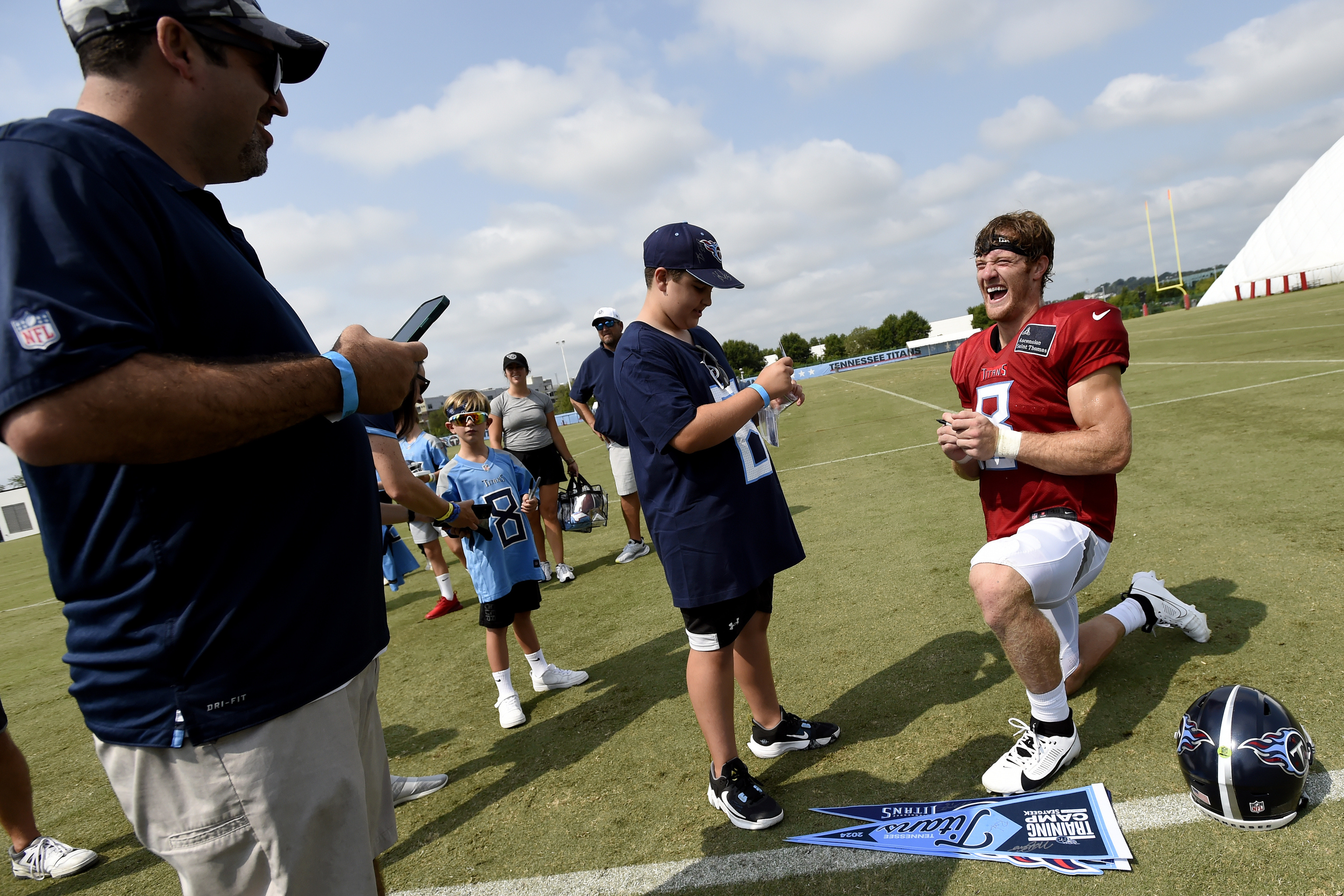 an NFL football training camp practice