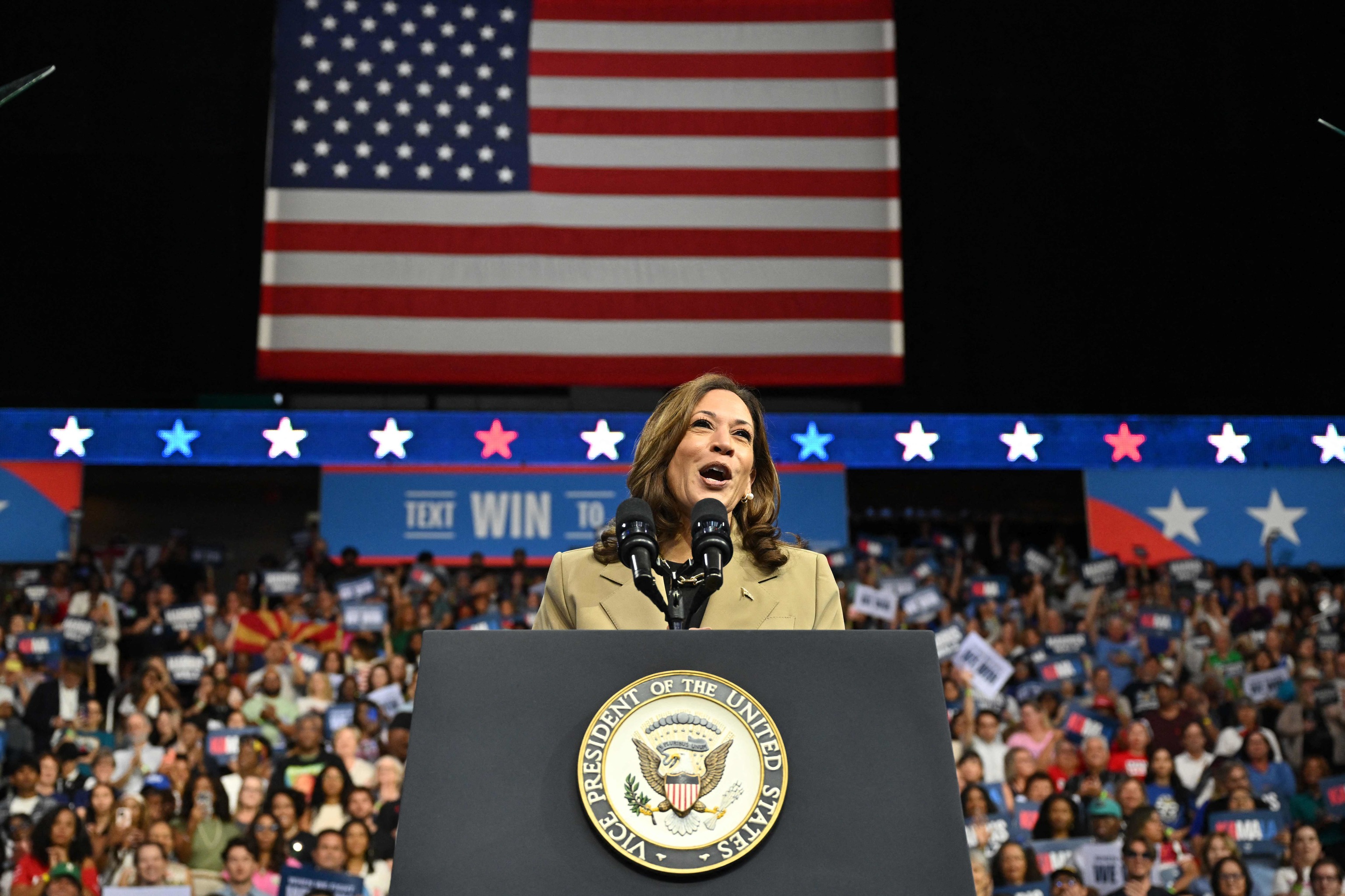 US Vice President and Democratic presidential candidate Kamala Harris.