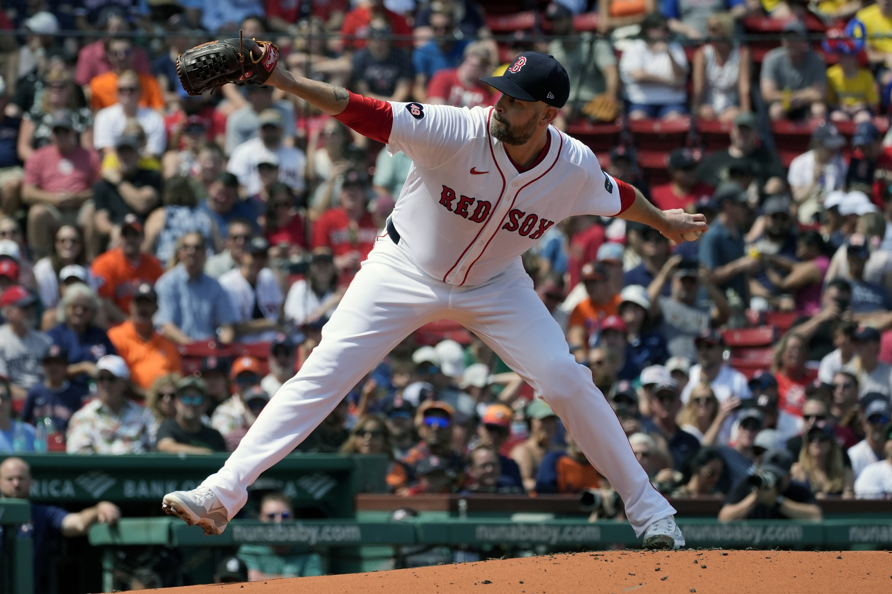 Boston Red Sox starting pitcher James Paxton throws against the Houston Astros