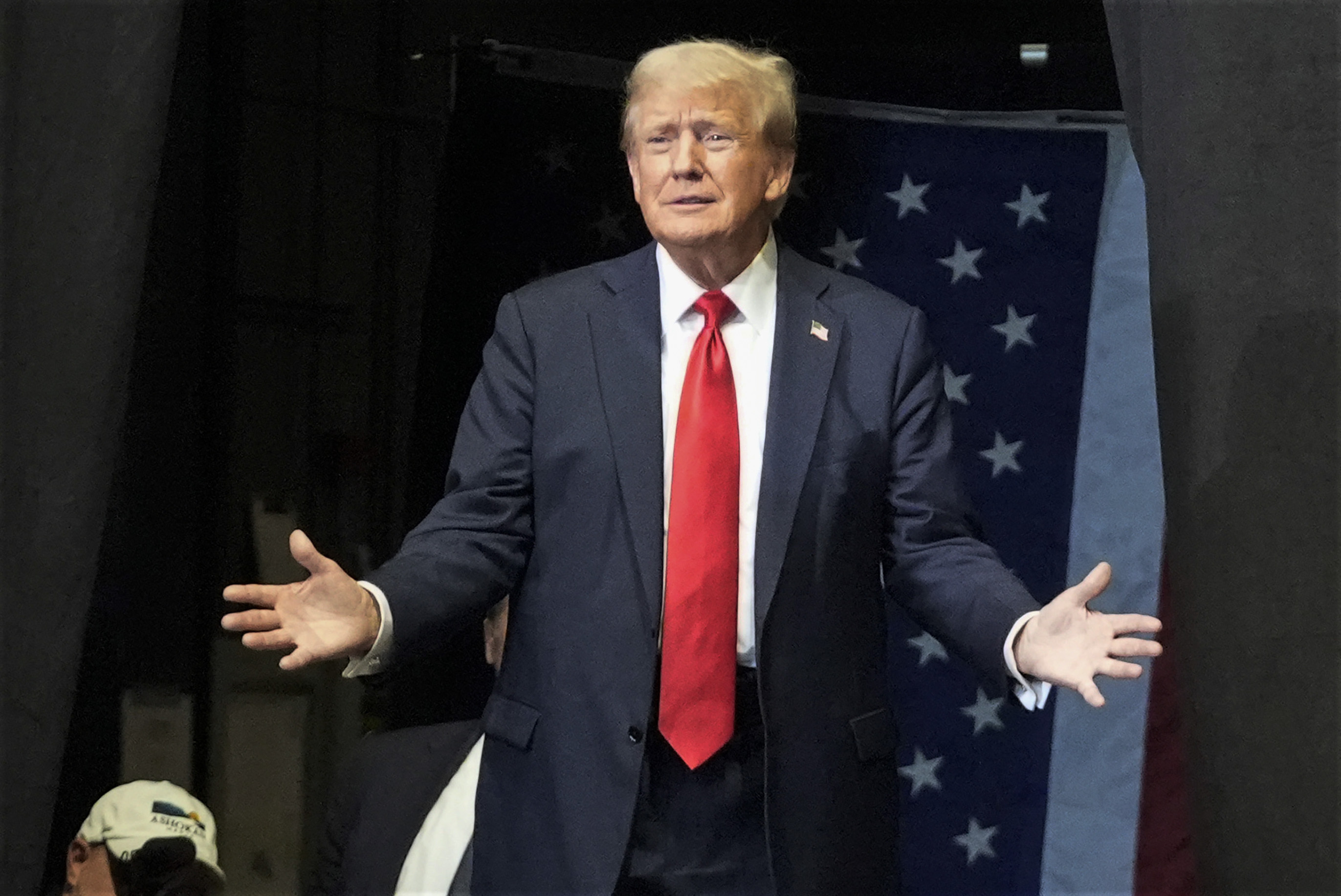 Republican presidential nominee former President Donald Trump speaks at a campaign rally in Bozeman