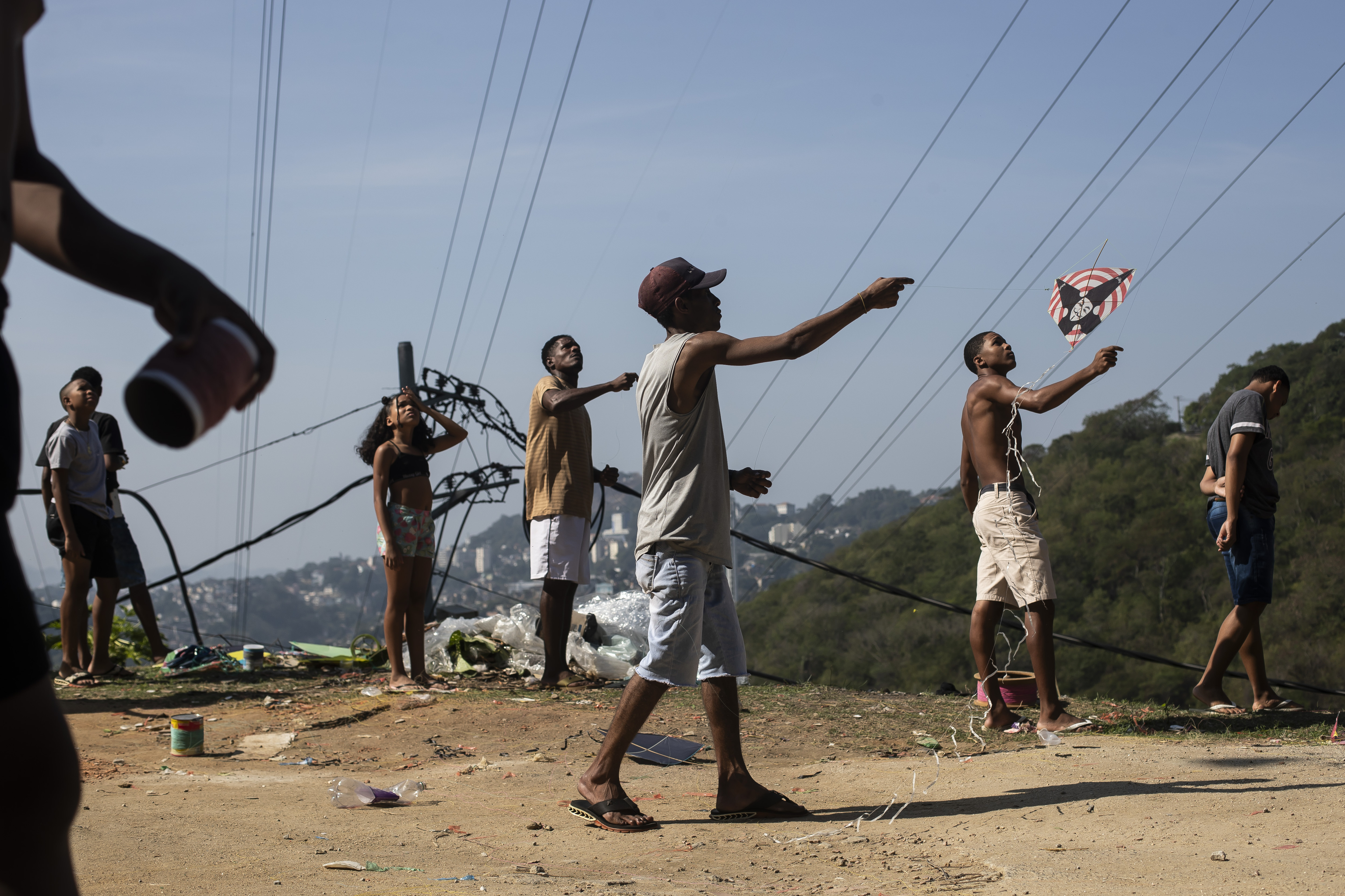 Residents of the Turano favela fly kites during a festival in Rio de Janeiro