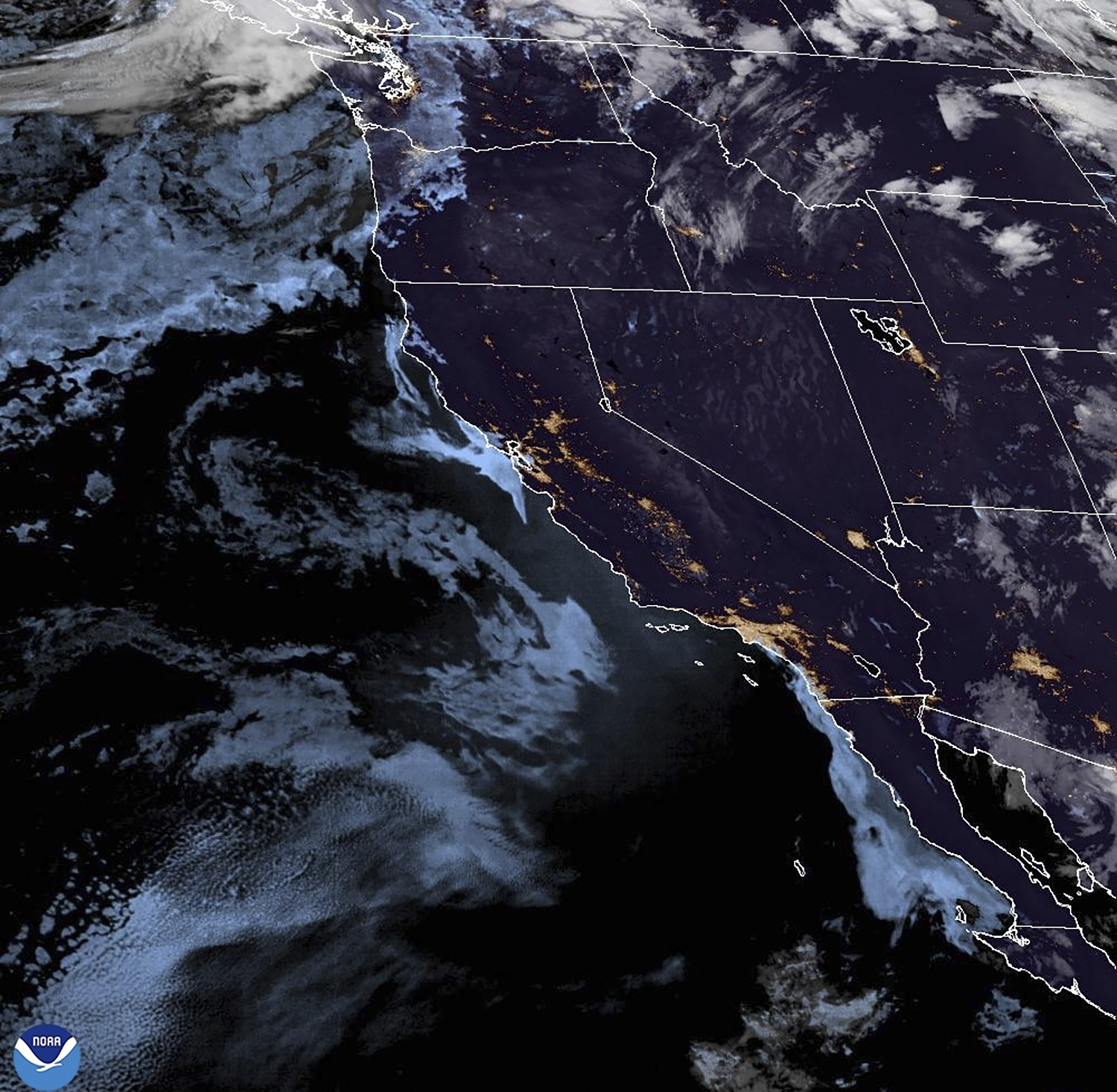 This satellite image provided by NOAA shows Hurricane Gilma located west-southwest of the southern tip of the Baja California