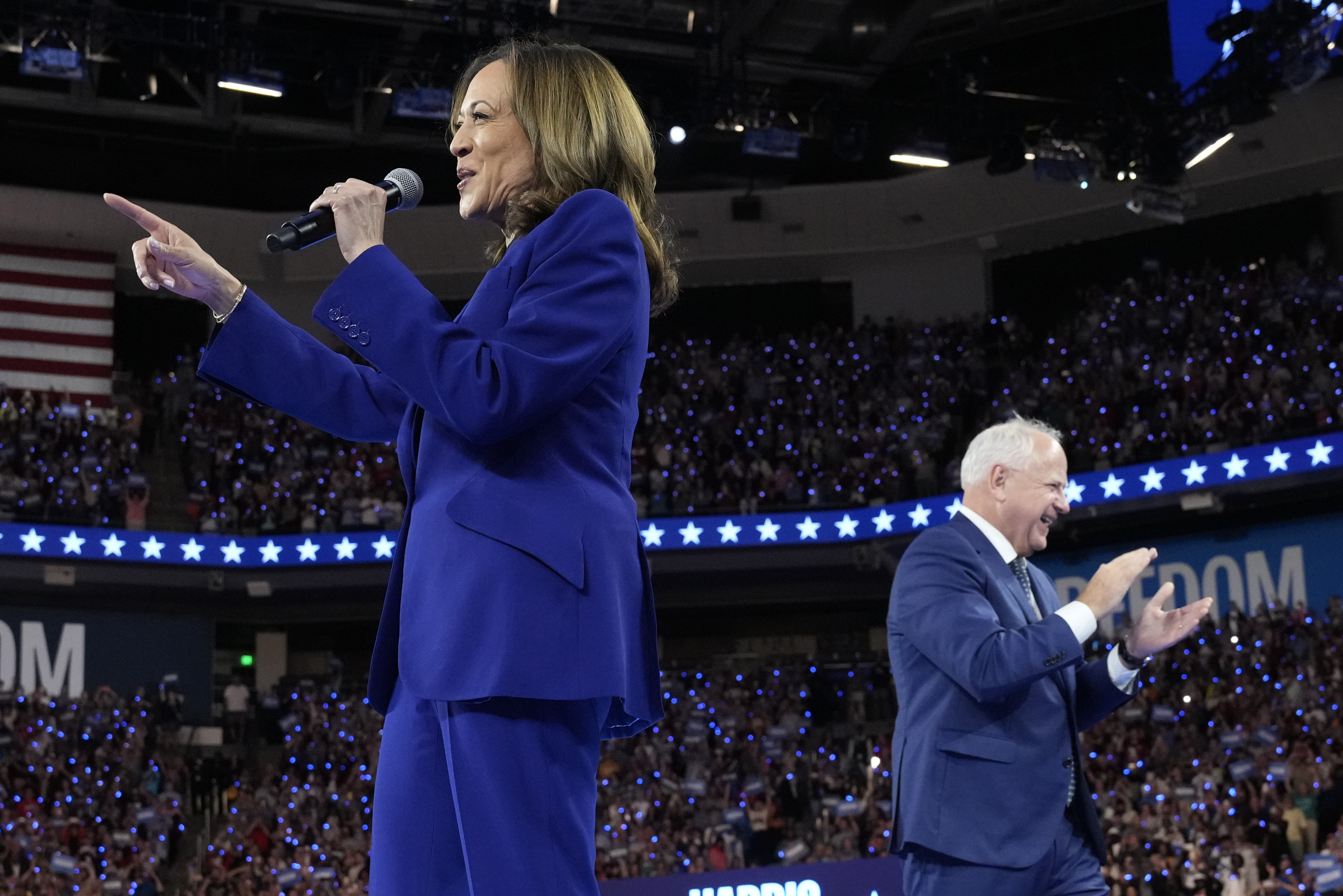 Democratic presidential nominee Vice President Kamala Harris and running mate Minnesota Gov. Tim Walz