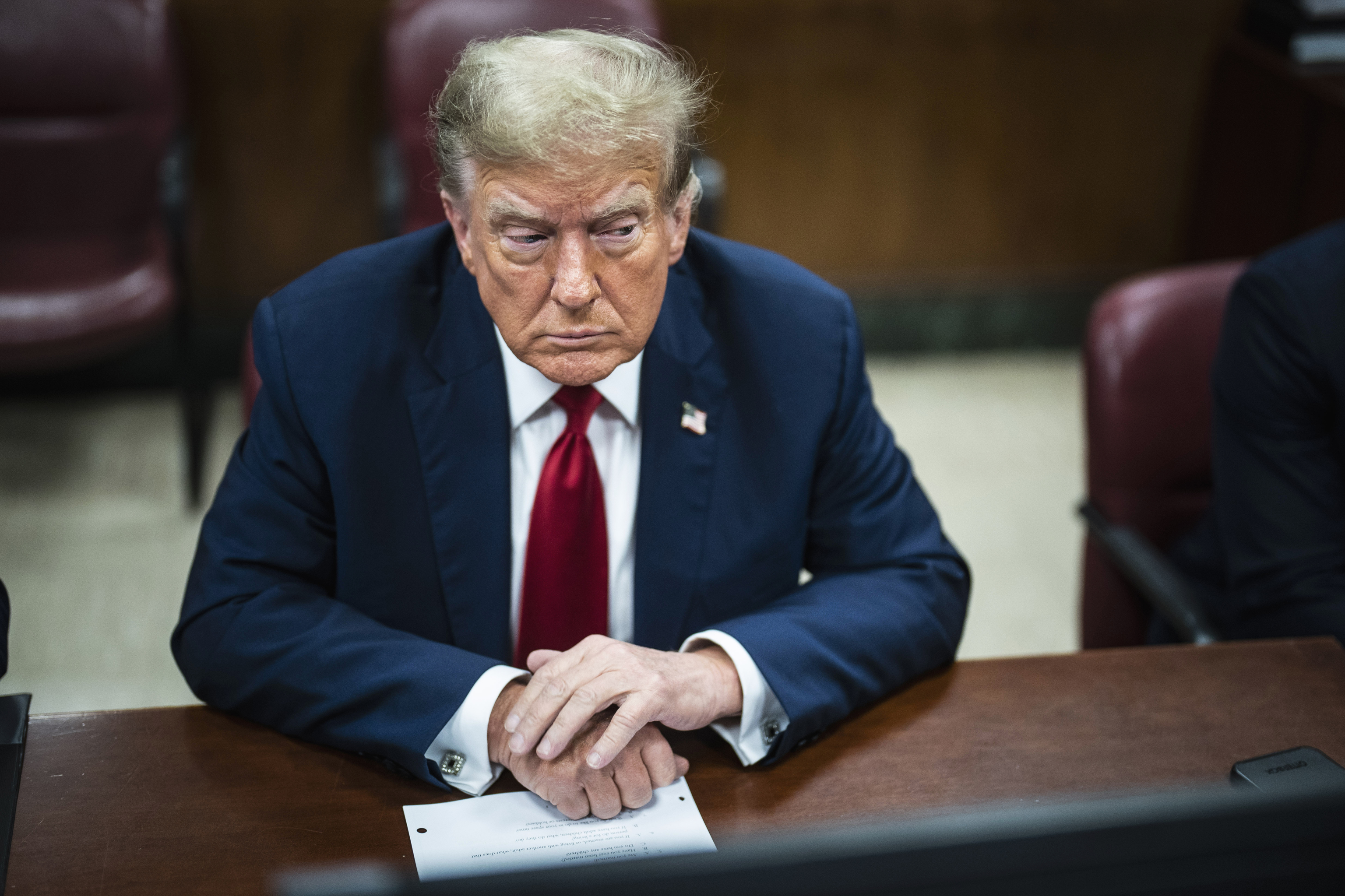 Former President Donald Trump arrives at Manhattan criminal court