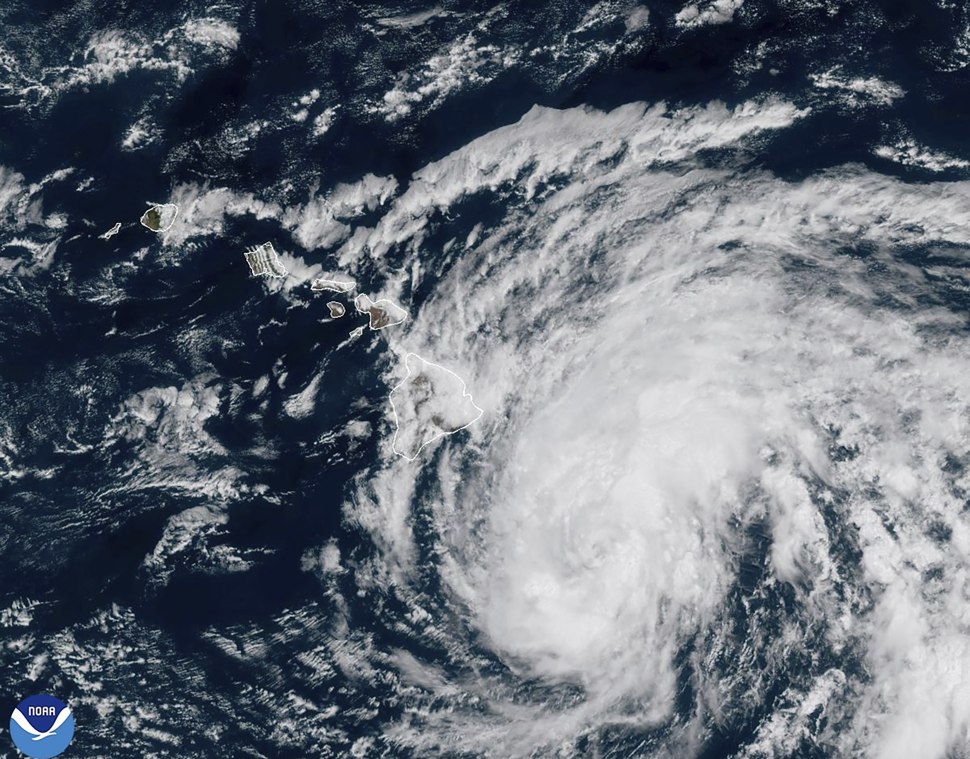 Tropical Storm Hone as it continues to track to the west toward the Hawaiian Islands