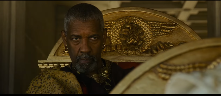 Denzel Washington frame of his new movie "Gladiator II"