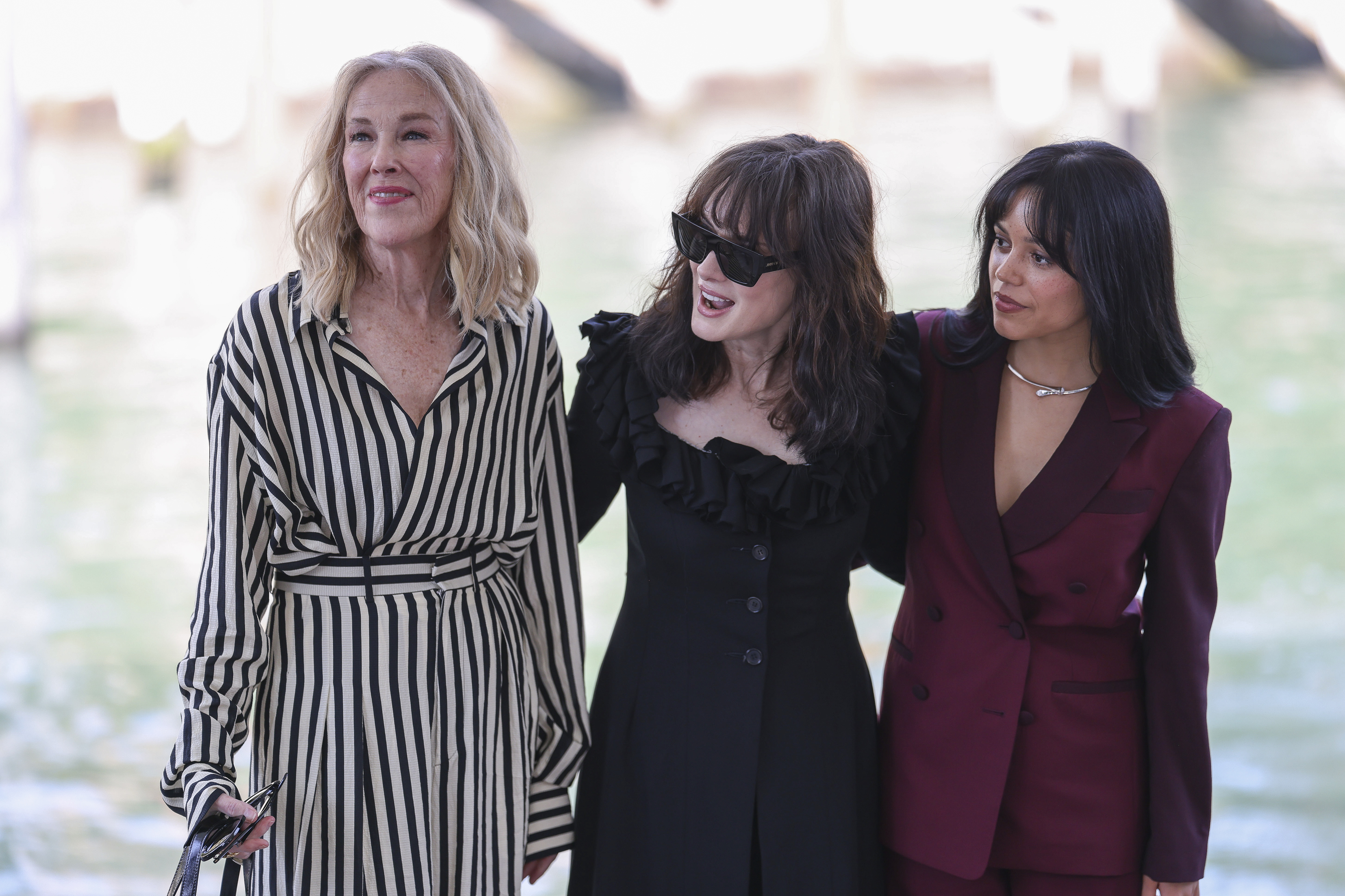 Catherine O'Hara, from left, Winona Ryder, and Jenna Ortega