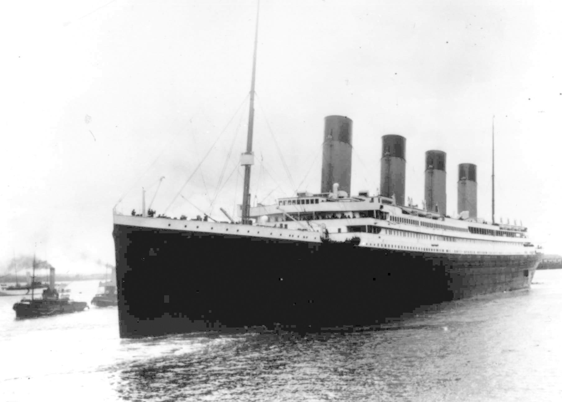 The Titanic leaves Southampton, 1912, on her maiden voyage.