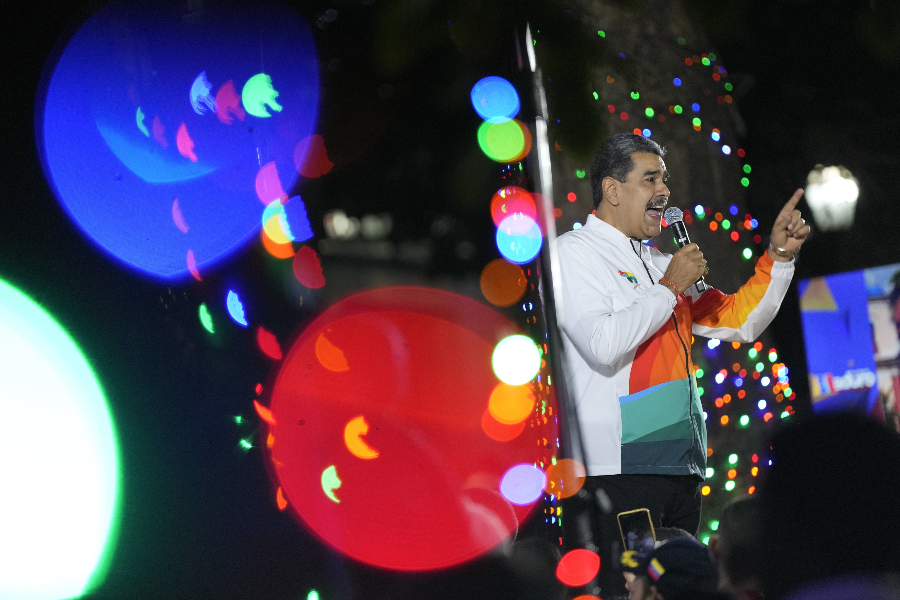 President Nicolas Maduro speaks to supporters in Caracas