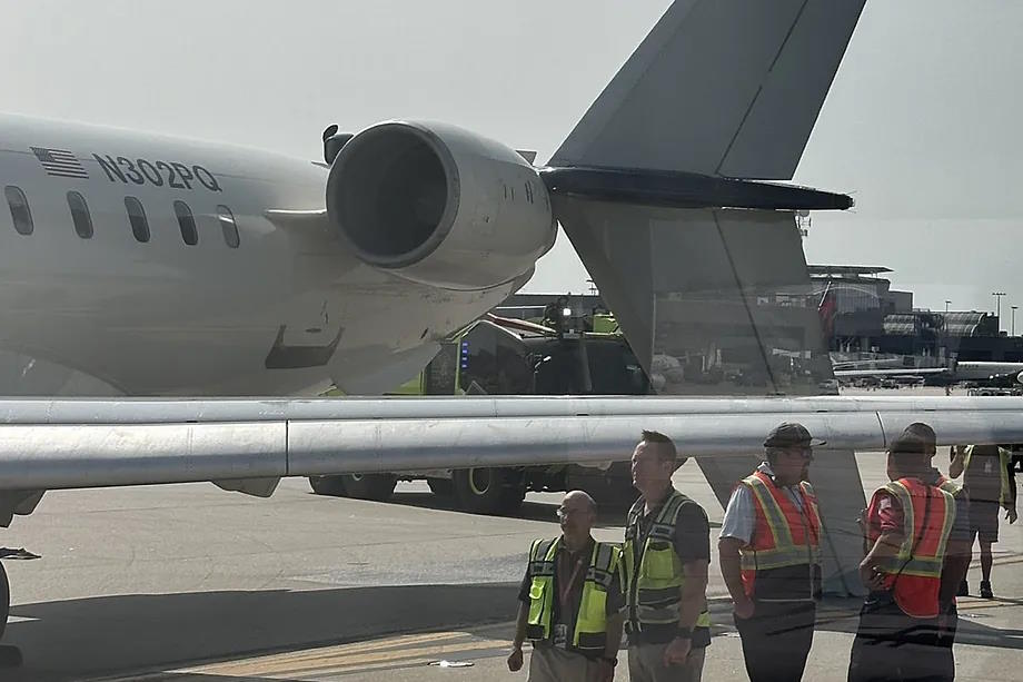 A picture of one of the evacuated planes.